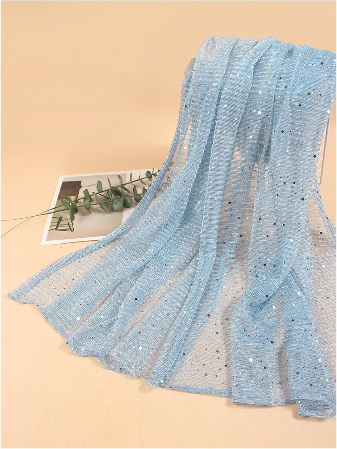 Floerns Women's Sequin Bandana Square Scarf Silk Scarves Mesh Shawl and Wrap for Evening Dresses