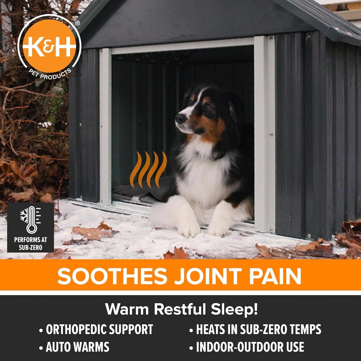 K&H Pet Products Lectro-Soft Orthopedic Outdoor Heated Dog and Cat Bed for Medium Dogs or Big Cats, Soft/Flexible Safety Listed Warming Pad, Waterproof, Washable Cover - Medium 24 X 19in Gray 40W