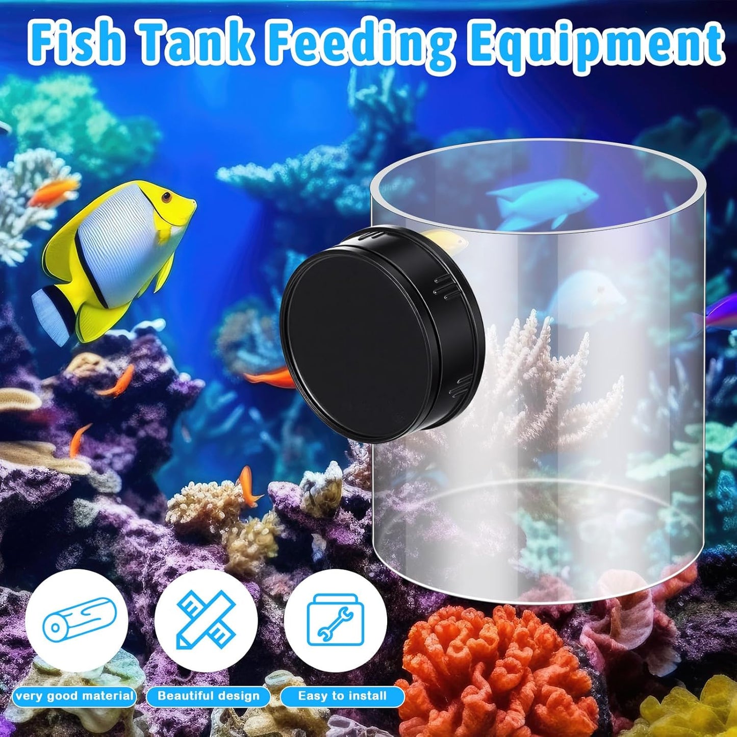 2 Pcs Magnetic Fish Tank Feeders Acrylic Fish Food Feeding Ring for Aquarium Tank Accessories, Suitable for Pellet, Frozen, Flake or Freeze Dried Food