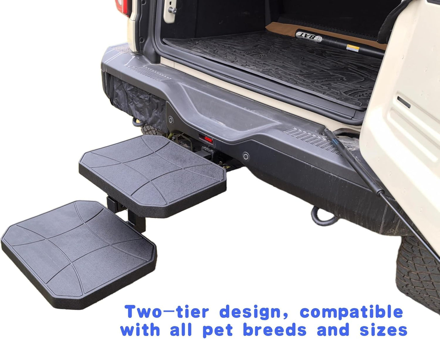 YS03 Two-Stage Foldable Pet Step Hitch Step |Compatible with 2" Hitch Receiver | Helps Dogs Get in & Out of Car Van SUV| Size 20 x‎16 inch.