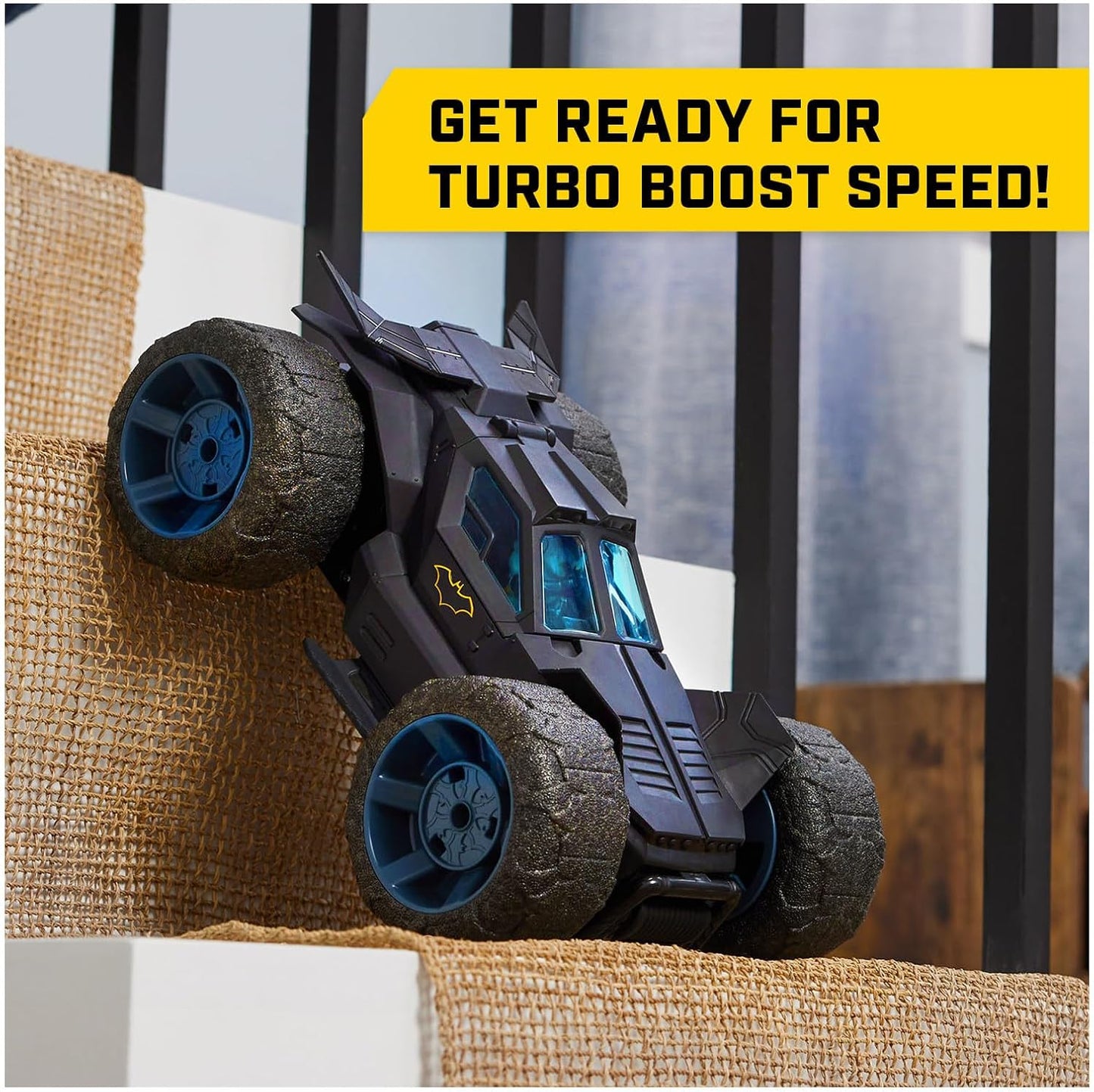 DC Comics, Batman Stunt Force Batmobile, Indoor Remote Control Car, Turbo Boost & Crazy Stunts, Collectible Super Hero Kids Toys for Boys and Girls 4 and Up