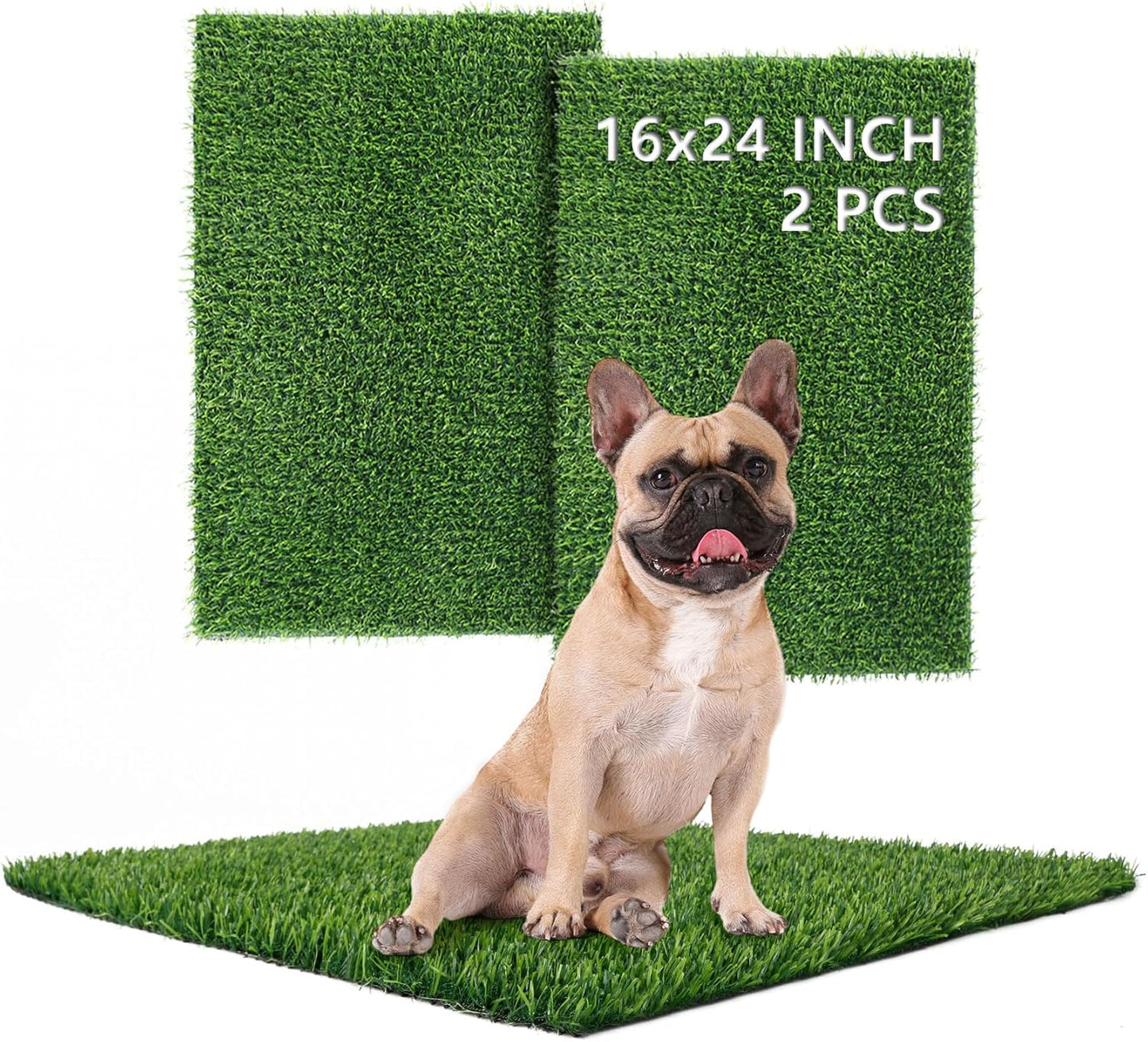 TOOKOO Realistic Fake Grass Pee Pad for Dogs Potty Traning - 2 Pack 16"x24" Replacement Pet Artificial Grass Patch Turf Indoor Outdoor Use