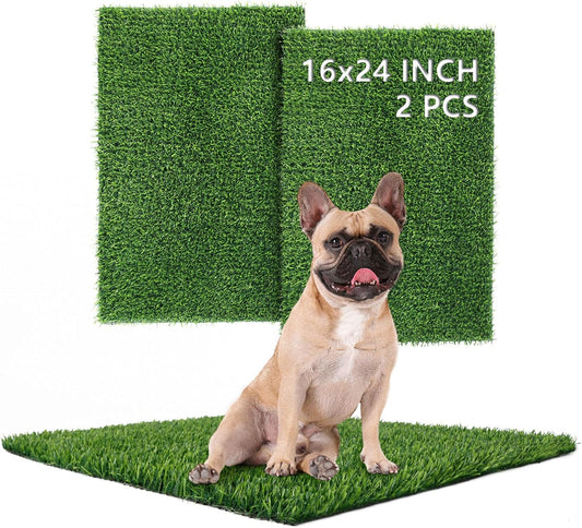 TOOKOO Realistic Fake Grass Pee Pad for Dogs Potty Traning - 2 Pack 16"x24" Replacement Pet Artificial Grass Patch Turf Indoor Outdoor Use