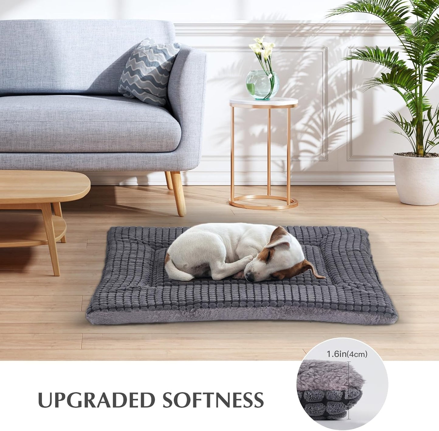 BVAGSS Reversible Dog Crate Pad, Memory Foam Pet Bed Mat, Soft Warm Machine Washable Sleeping Kennel Mattress for Small Medium Dogs XH079 (36''x23''x1.6'',Light Grey)
