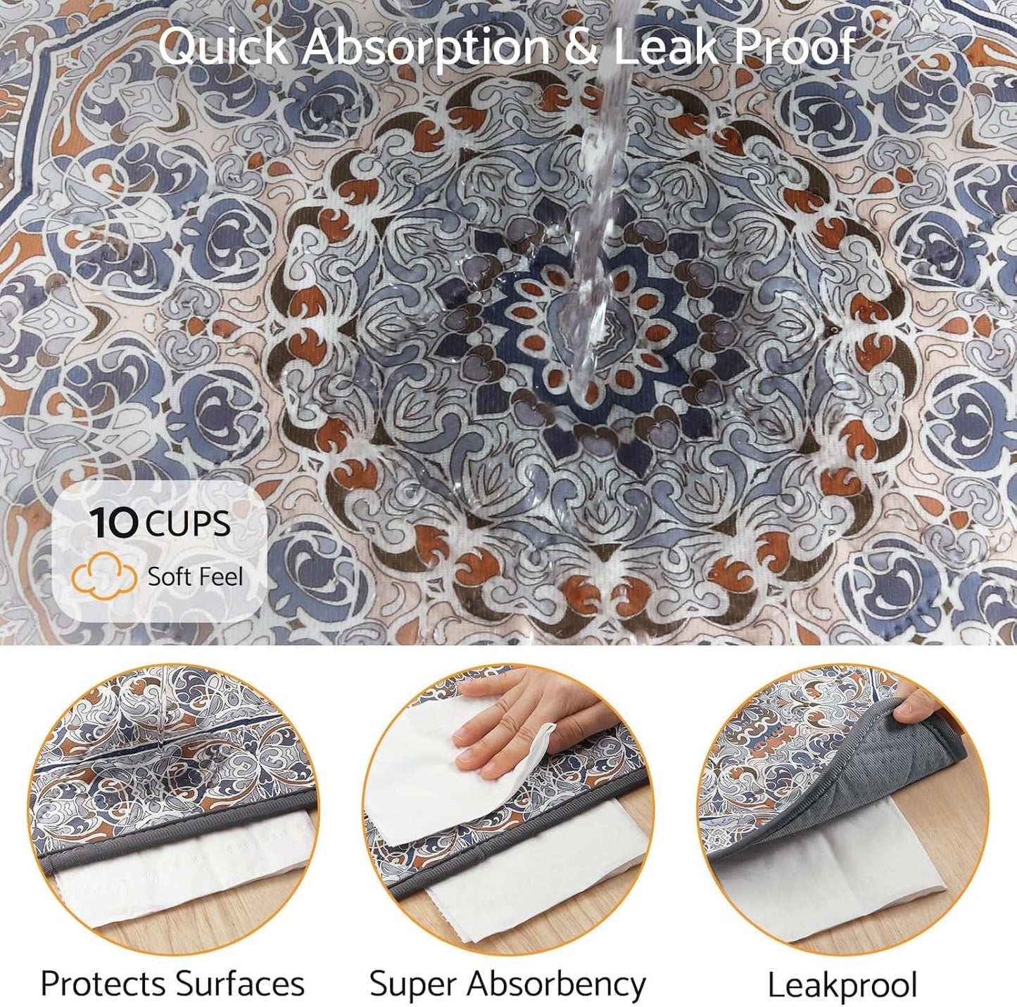2pack Reusable Pee Pads for Dogs 18*24in Washable Guinea Pig Cage Liners Reusable Non-Slip Pee Pad Stain-Resistant Multilayer Bohemian Style for Small Dog, Guinea Pig, Hamster, Rabbit