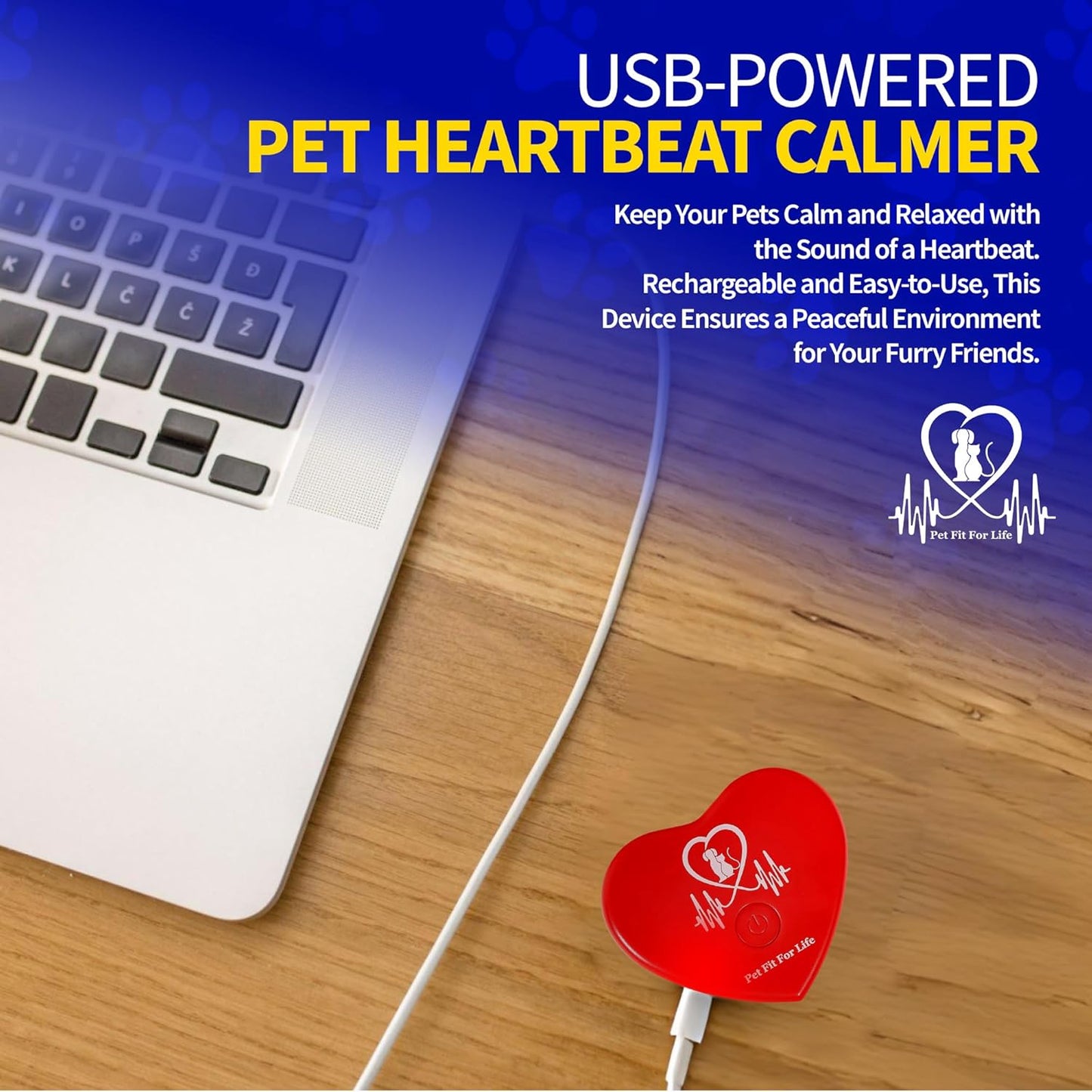 Pet Fit For Life Rechargeable Red Heartbeat Simulator with USB Cord – Long-Lasting Heartbeat Toy for Puppy & Kitten, Beating Heart Toy for a Peaceful Night for Dogs and Cats