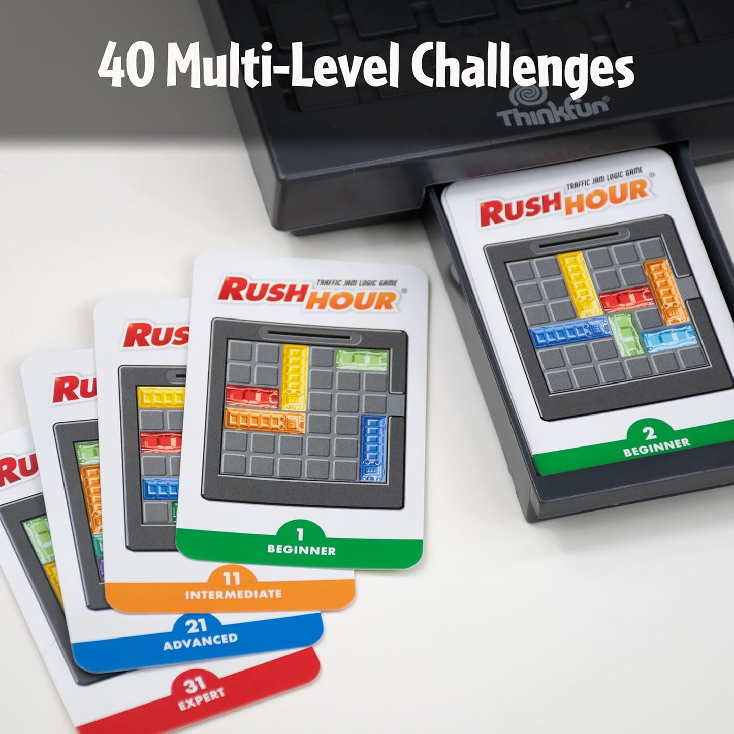 ThinkFun Rush Hour Traffic Jam Logic Game - Engaging STEM Toy for Kids Age 8 and Up - Enhances Reasoning & Planning Skills - MESH Accredited - 20+ Awards - Trusted Worldwide Seller for Over 20 Years
