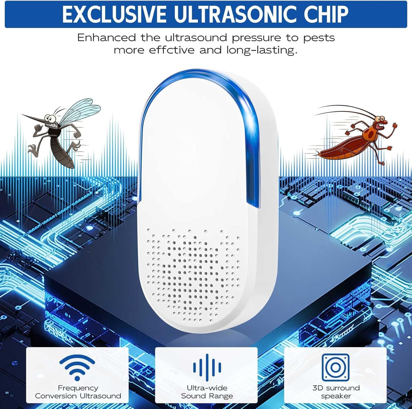 10 Pack Ultrasonic Rodent&Pest Repeller, 2026 Upgraded Electronic Plug in Pest Control for Mouse, Rats, Spiders, Roaches, Ants, Fleas - Pet & Human Safe,Indoor Repellent for Home