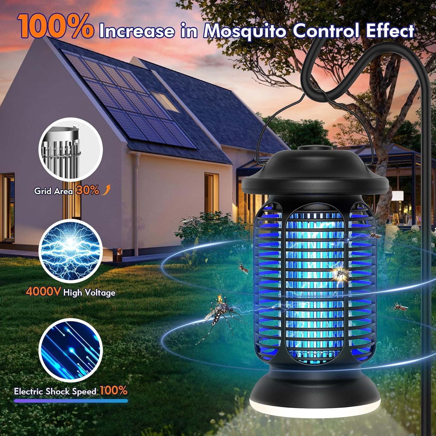 Bug Zapper Outdoor & Indoor, Upgraded 18W Exclusive Blue-Violet Light with 2W LED Lamp, 100% Increase in Mosquito Control Effect, Coverage of 1/2-1 Acre, Fly Zapper for Patio, Backyard, Home