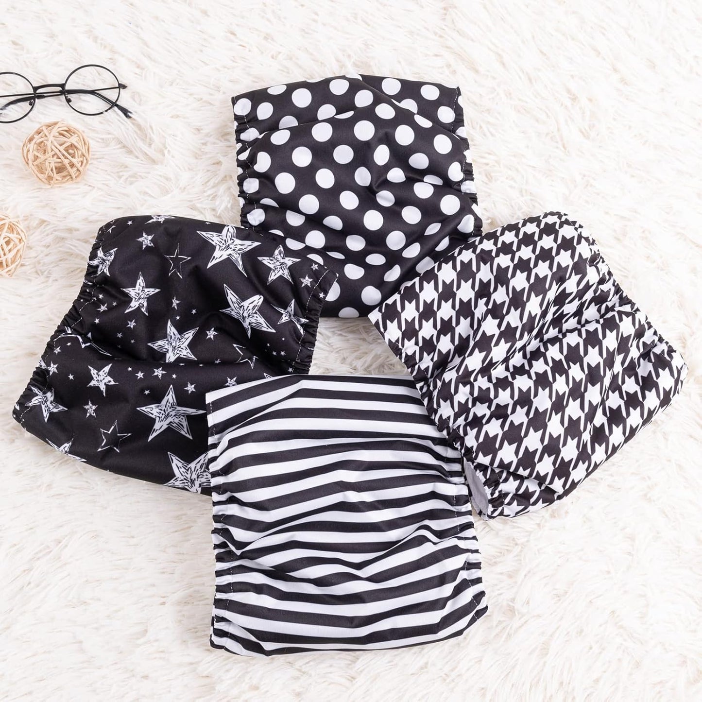 CuteBone Dog Diapers Male 4 Pack Puppy Wraps Reusable Doggie Belly Bands for Male Dogs Small Medium Large