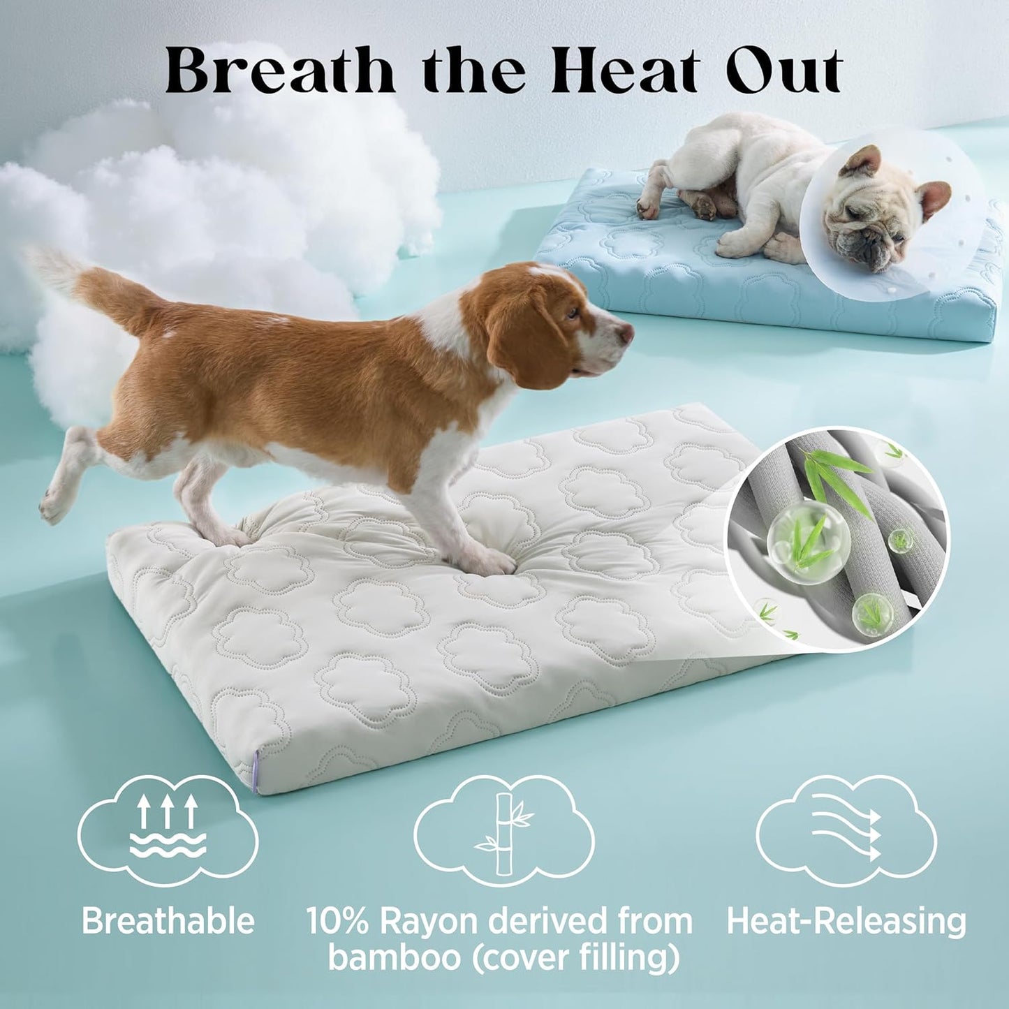 LE SURE Orthopedic Cooling Dog Bed, XXL Q-Max>0.5 Cooling Mat with Removable Washable Cover, Breathable Egg Crate Foam Non-Slip Summer Pad for Extra Large Active/Senior/Long-Haired Pets, 47x29 Inch
