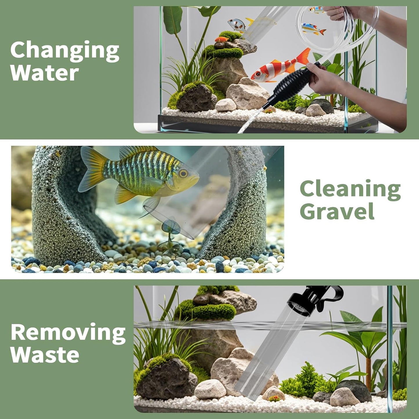 4.3ft Fish Tank Cleaner Aquarium Siphon Gravel Vacuum for Aquarium Fish Tank Changing Water Cleaning Gravel and & Sand