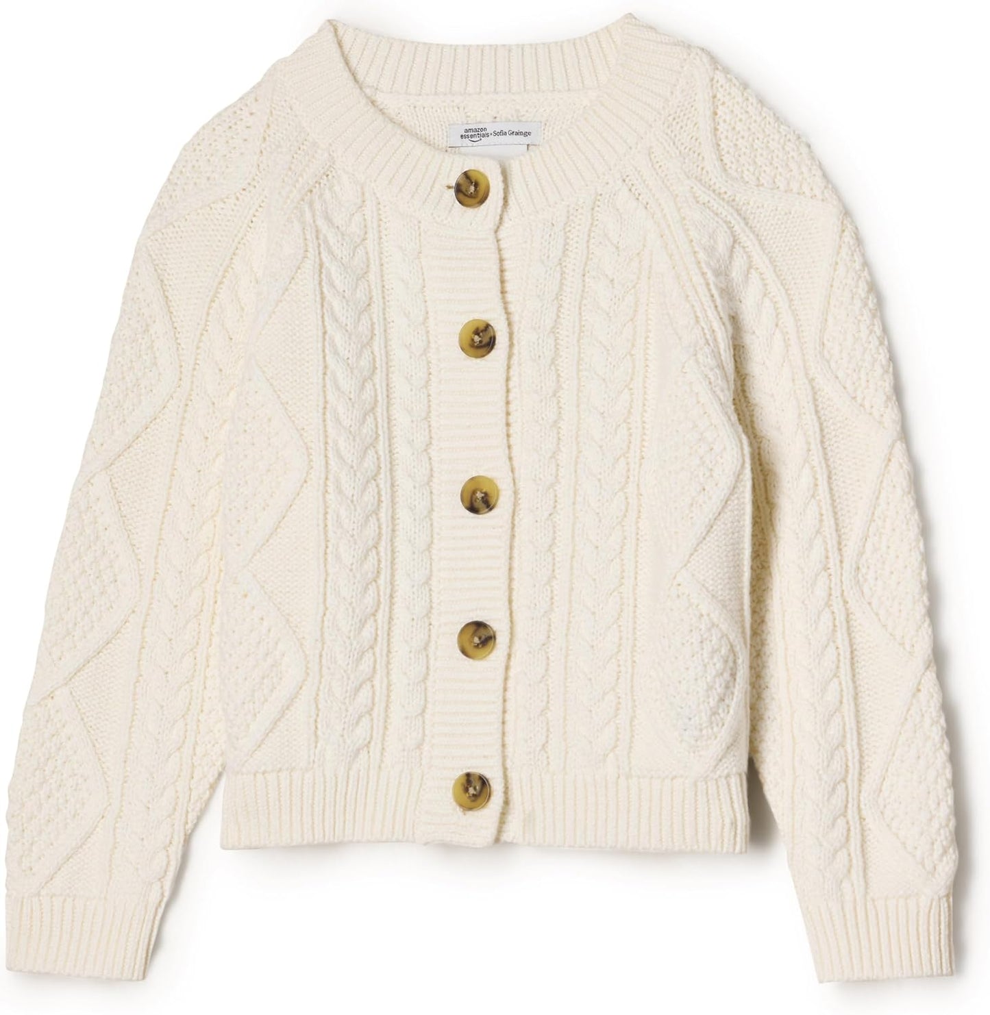 Amazon Essentials x Sofia Grainge Unisex Toddlers and Babies' Cable Knit Fisherman Cardigan Sweater