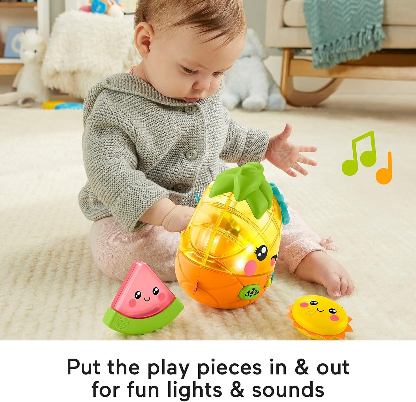 Fisher-Price Paradise Pals Magical Lights & Tunes Pineapple, electronic learning toy with music and lights for baby ages 6-36 months (Amazon Exclusive)