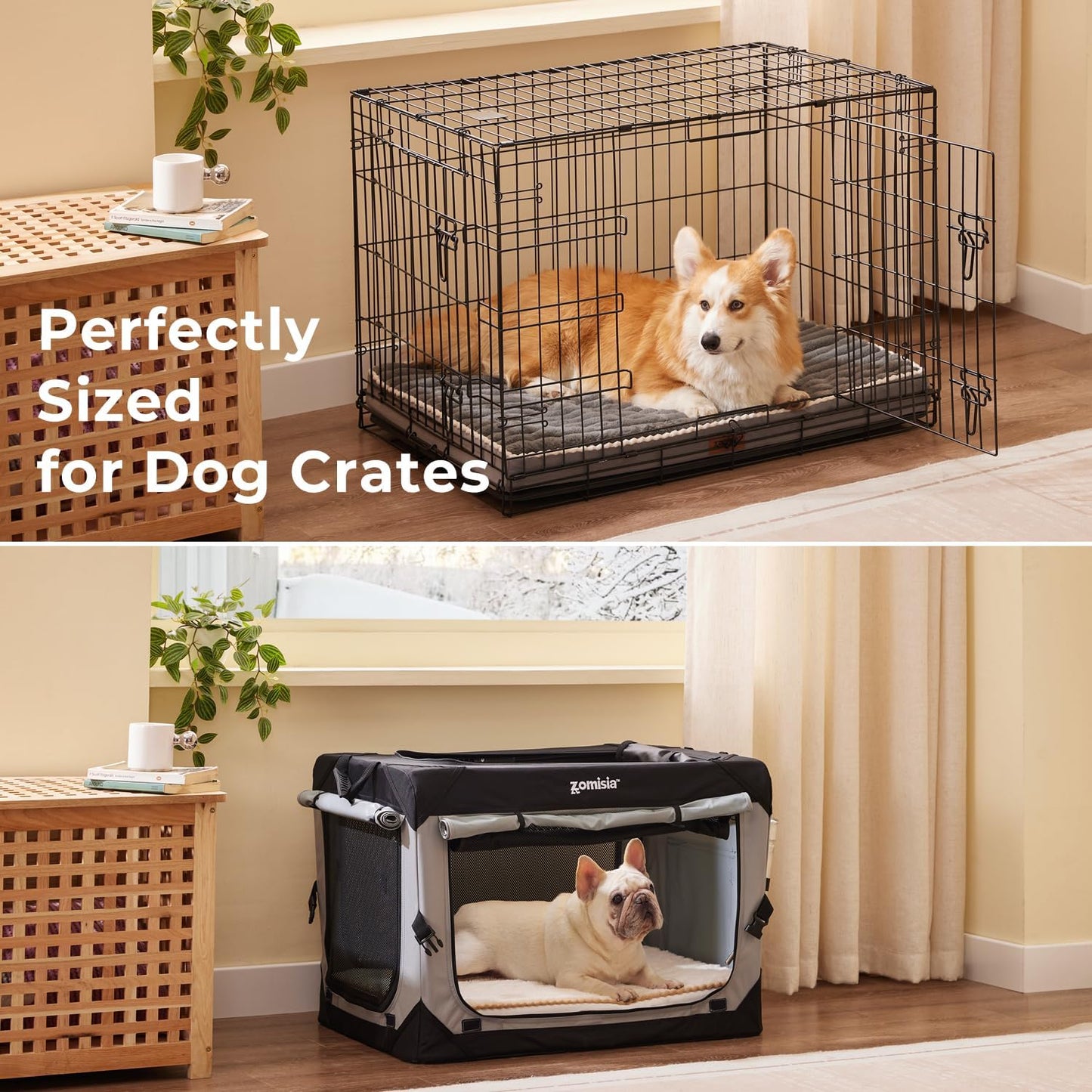 XL Dog Crate Bed for Extra Large Dogs - Waterproof Puppy Bed for 42 Inch Kennel with Removable Washable Corduroy Cover, Orthopedic Support with Egg Crate Foam Filling, Grey