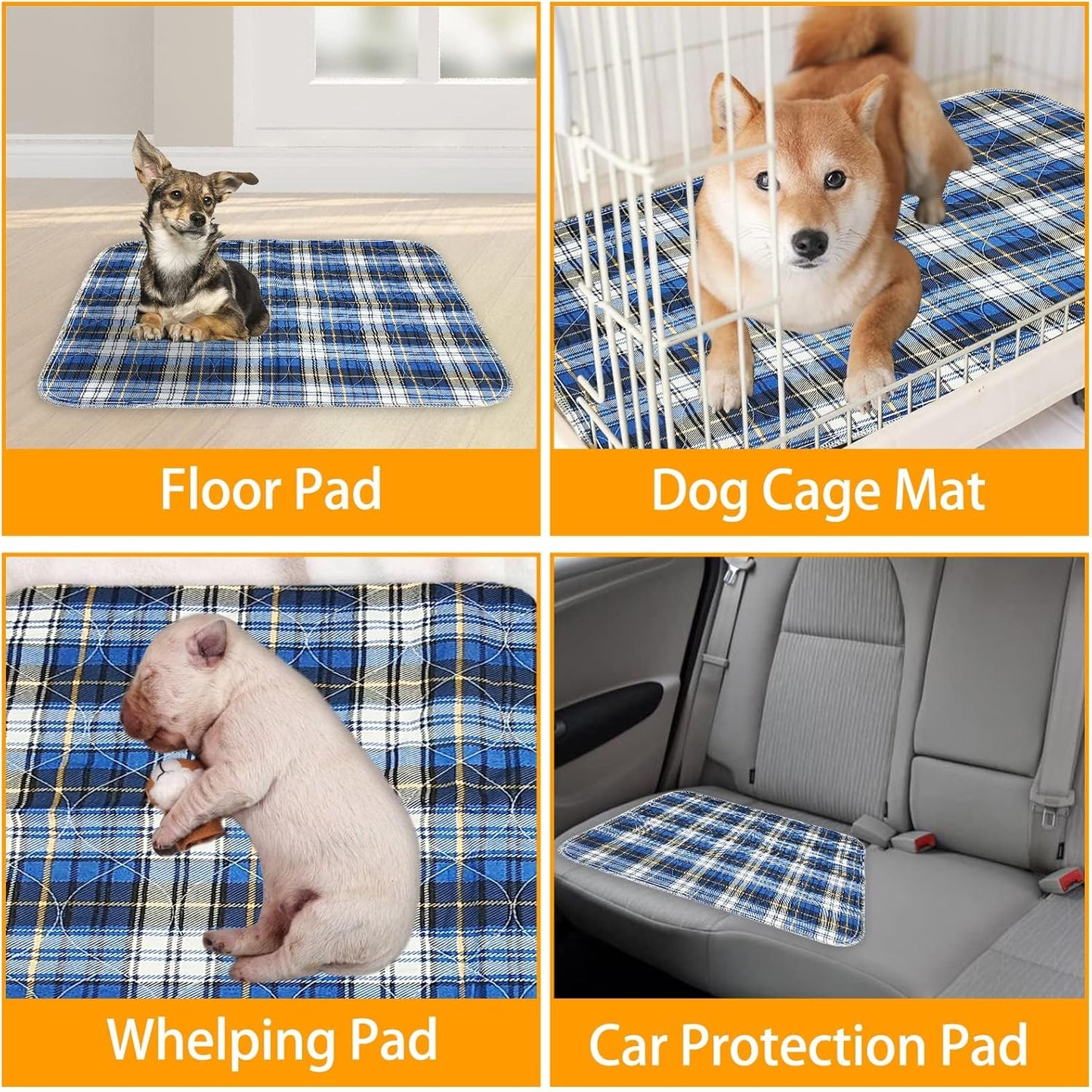kathson 2 Pcs Rabbit Cage Liner, 24”x36” Washable Reusable Bunny Pee Pads Waterproof Bedding Pee Mats for Guinea Pig Hamster Cat Puppy Chinchilla Ferrets Small Animals