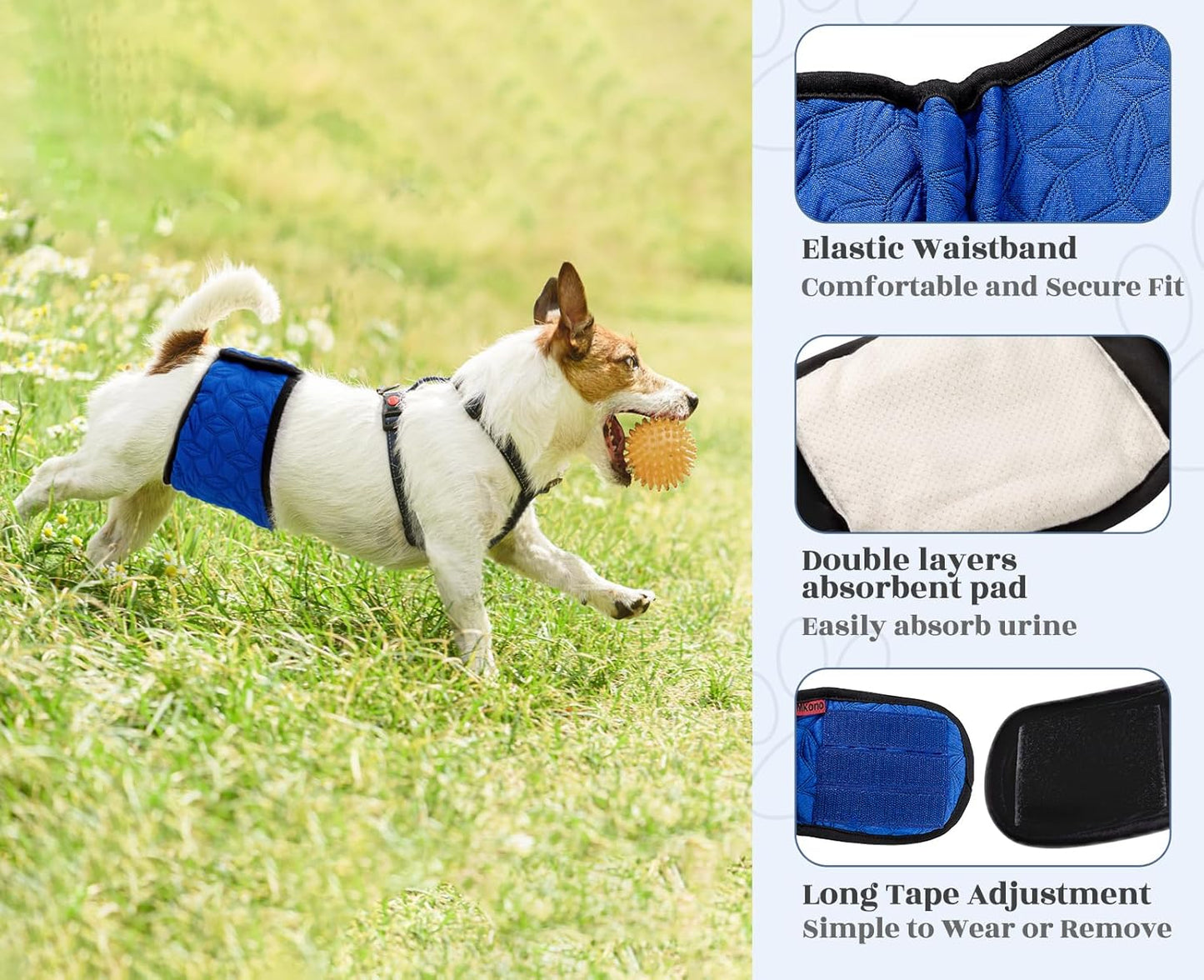 Mkono Male Dog Belly Band Wraps Washable Dog Diapers Male for Small and Medium Dogs (3 Pack), Waist 11.8 Inches to 15.7 Inches