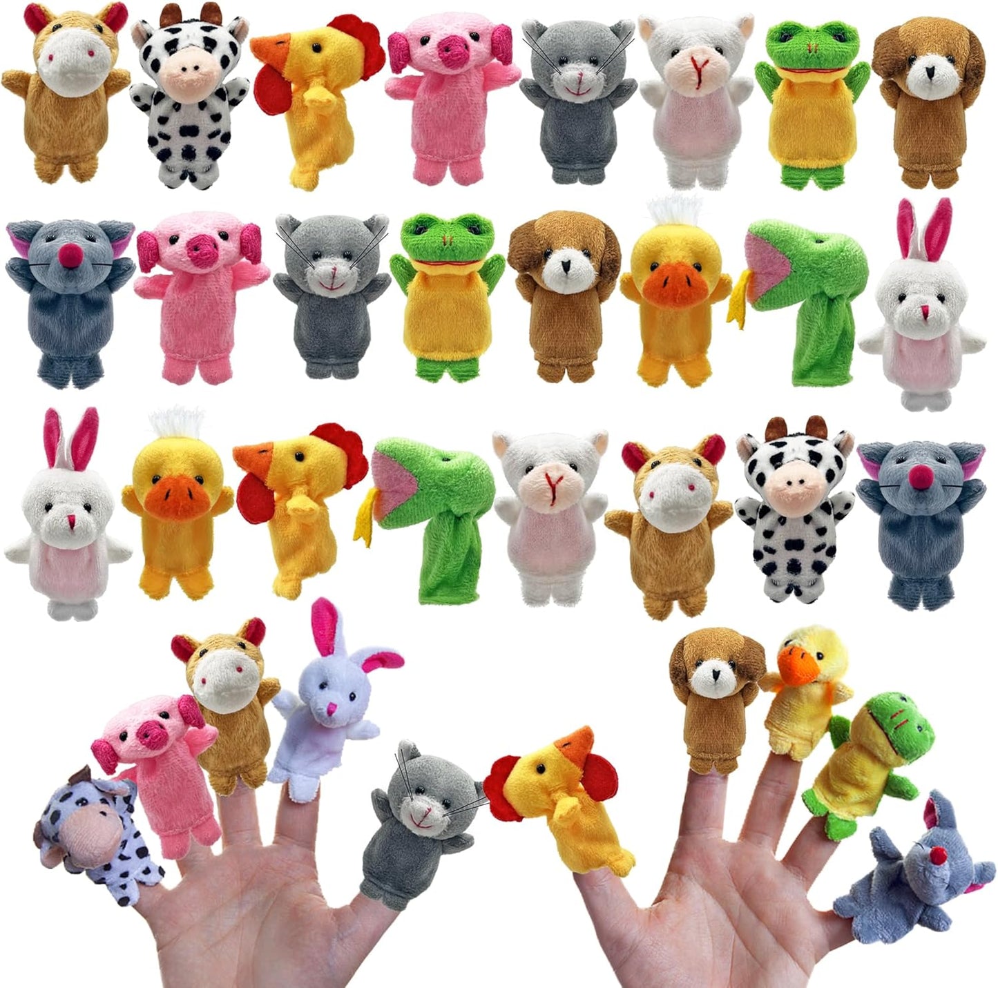 24 PCS Finger Puppets Set Mini Stuffed Animals Finger Puppet Toys for Storytelling Playing Teaching Shows Playtime Schools Birthday Party Gift Favor Supplies