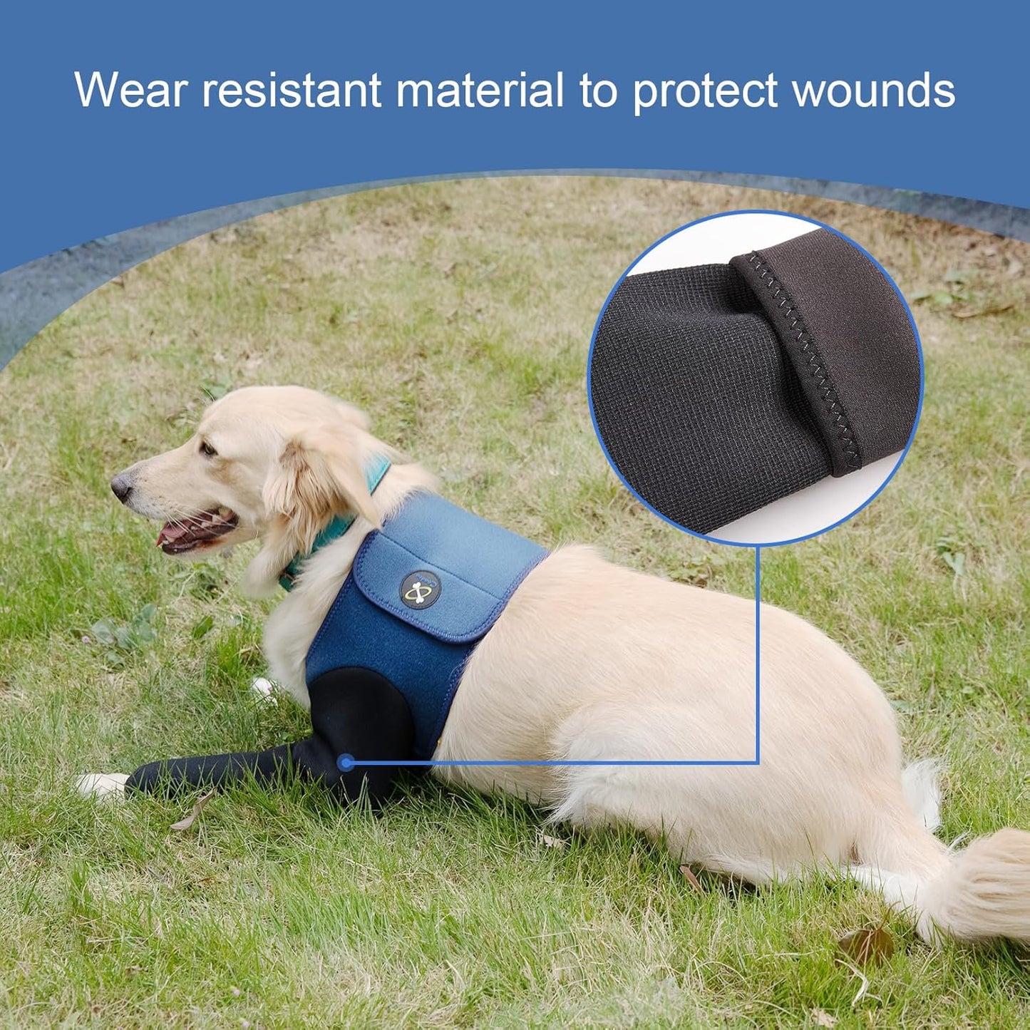 Coodeo Dog Recovery Suit, Cone Collar Alternative, Abrasion Resistant Dog Recovery Sleeve, Washable 2.5mm Thick and Waterproof, Pet Wounds Prevent Licking, Bite, Keep Dry（Blue，L