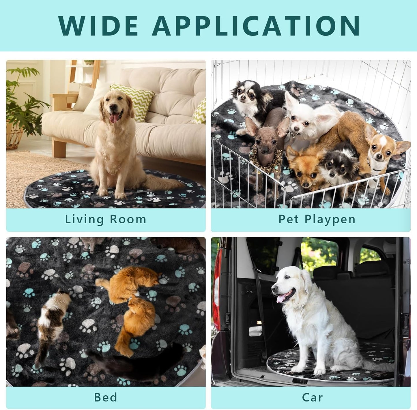 2 Pack 32" Round Whelping Pads for Dogs Washable Pee Pads for Dog Waterproof Pee Pads Black Reusable Puppy Pads Pet Training Pads Absorbent Floor and Bed Mat Fleece Pee Pad for Potty