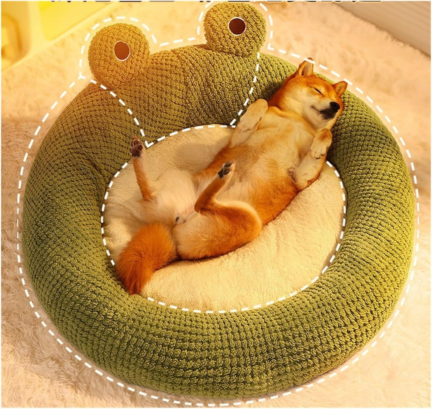 Warm Kennel, Removable and Washable pet, Universal cat for All Seasons, Simple mat(XL,Frog -Detachable)