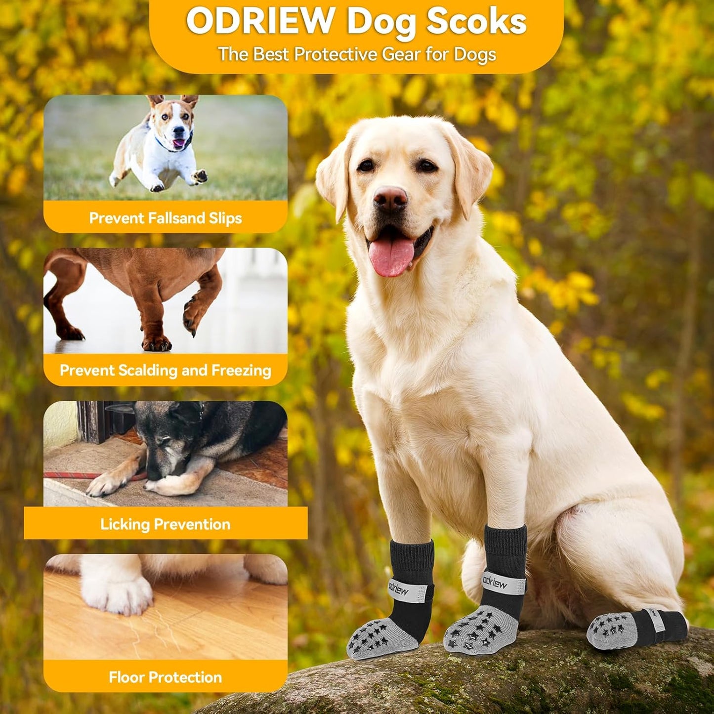 Non Slip Dog Socks to Prevent Licking Paws - Dog Booties for Hardwood Floors Anti Slip - Grippy Socks for Senior Dog - Double Side Paw Protector Prevent Scratching for Hot Pavement. (Grey, L)
