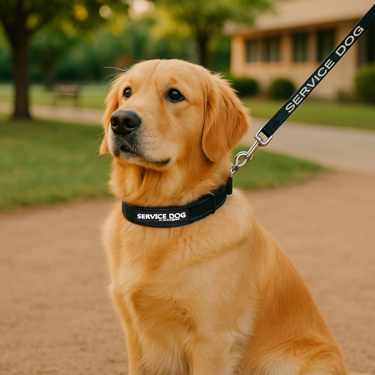 Albcorp Reflective Service Dog Collar – Sizes XS to XL (8.6–28.7 Inches), Service Dog Rubber Patch, Neoprene-Padded Comfort & High-Visibility Gear for Dedicated Handlers, Extra Small, Black