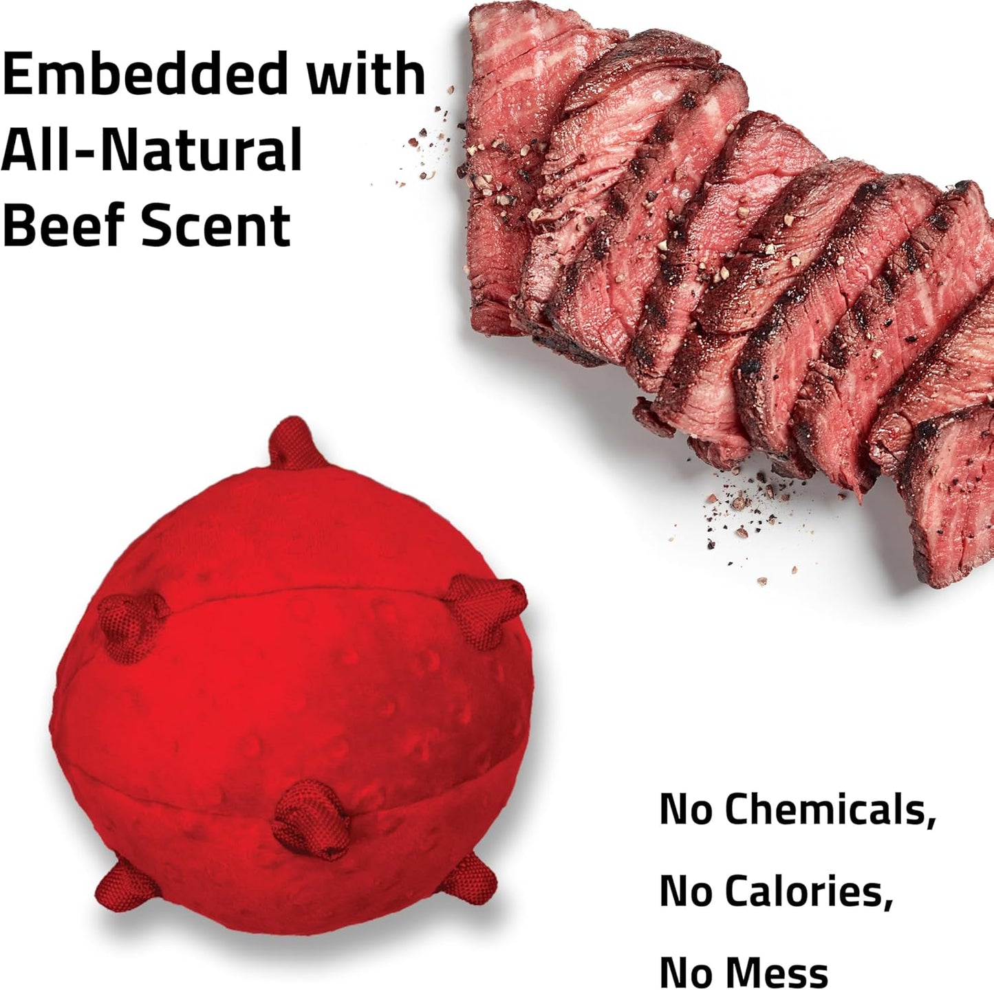 Playology Dog Toys | Puppy Toys for Young & Active Dogs | Beef Scented Teething Bone & Sensory Ball - Easy to Clean and Made from Non Toxic Materials