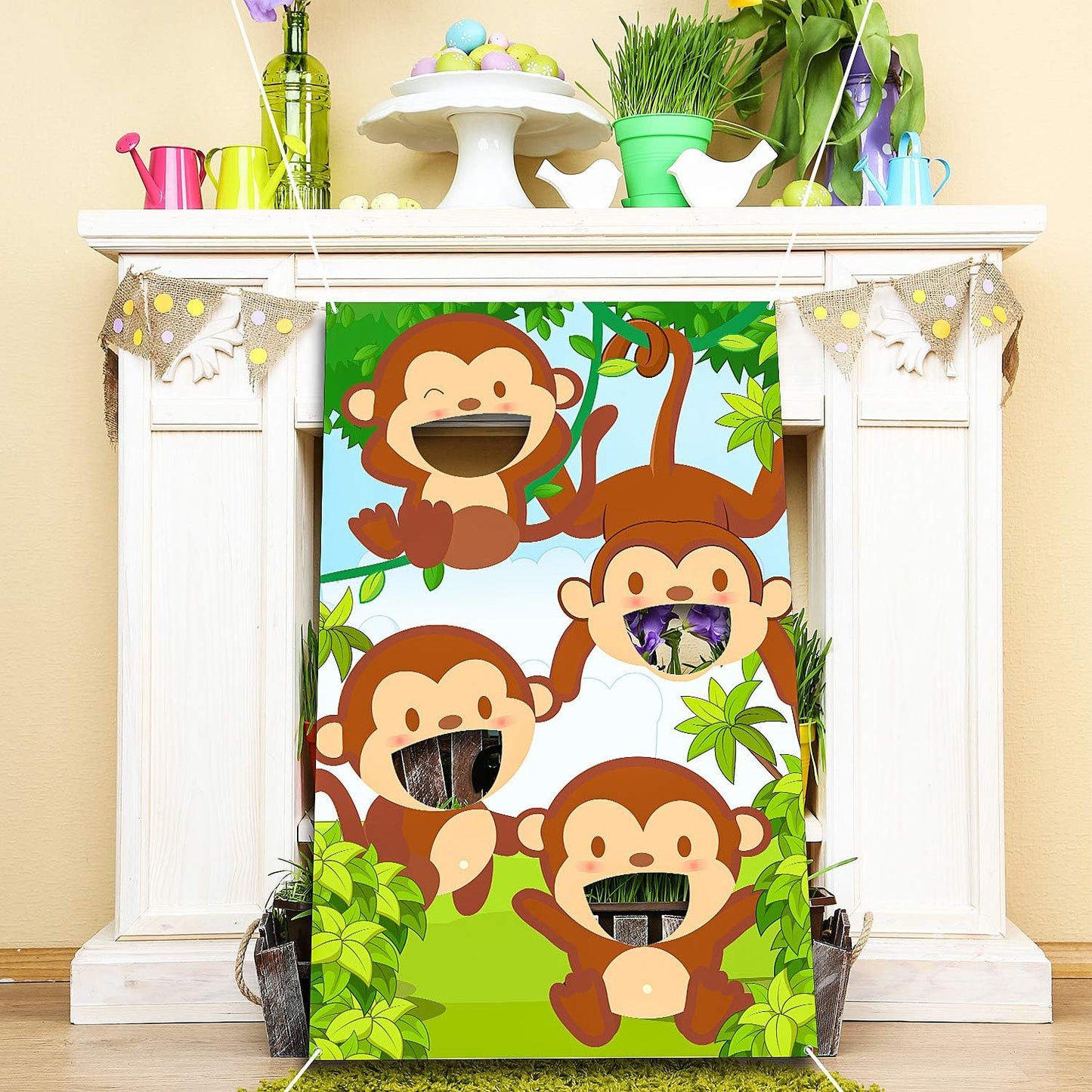 Blulu Jungle Safari Animals Bean Bag Toss Games With 3 Bean Bags, Safari Theme Party Games Decoration, Monkey Bean Toss for Family Animals Theme Party Favor Supplies