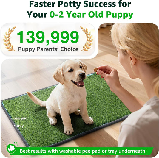 Artificial Grass Pad for Dogs Potty: Fake Grass for Dogs Puppy Potty Training to Pee and Poop on Balcony, Backyard, Patio, Apartment - Protect Floor and Furnitures, 2X Faster Drainage, Easy to Clean