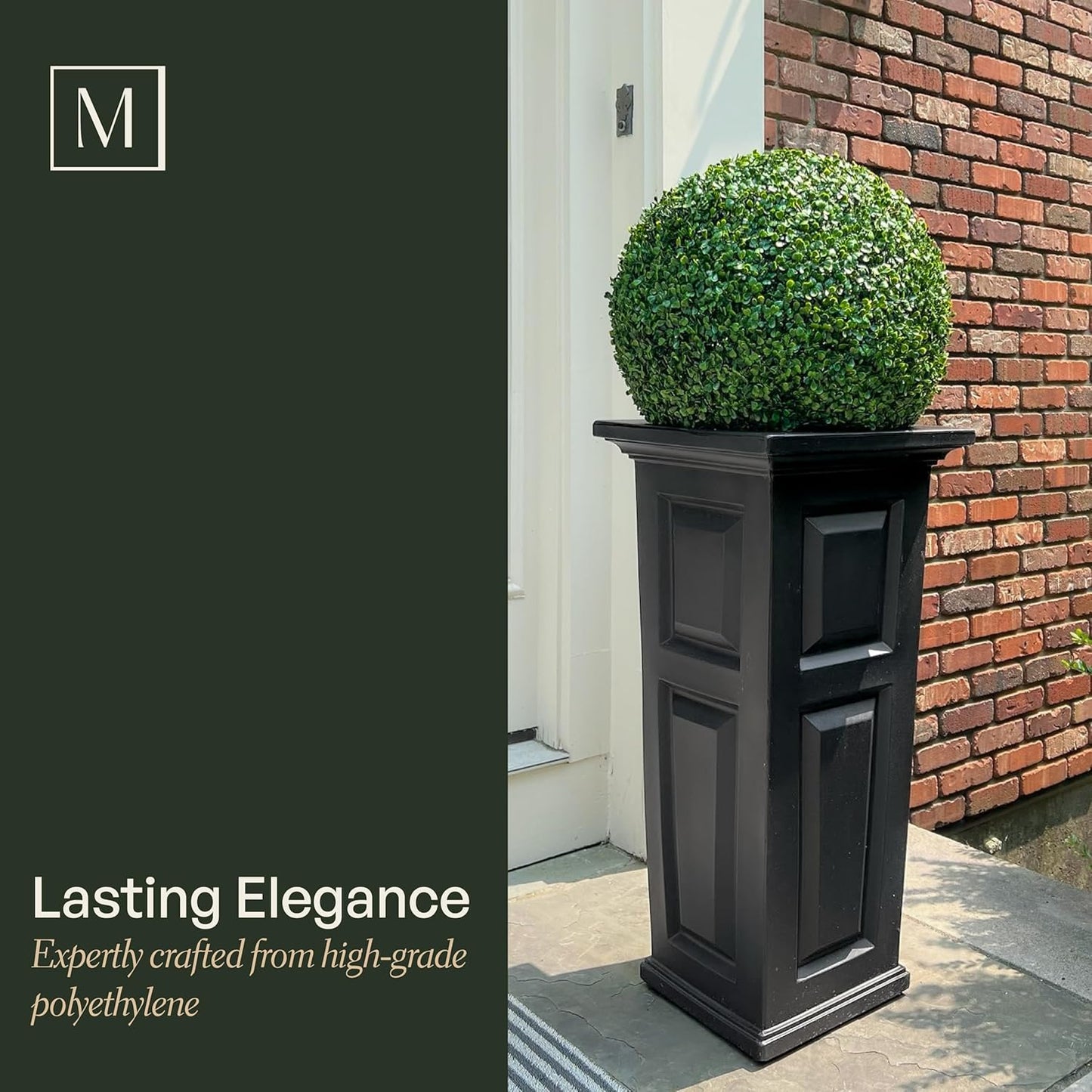 Mayne Nantucket 32-Inch Tall Planter – Self-Watering, Weather-Resistant Planter for Flowers – Durable Outdoor Design for Patio, Porch, or Entryway