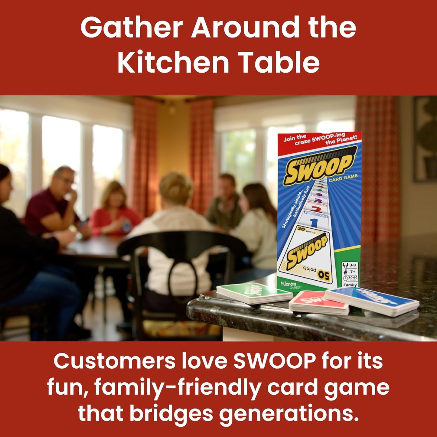SWOOP Card Game | Fun for The Entire Family | Easy to Learn | Easy to Play | Great Social for Game Nights | Kids, Teens, Adults, and Seniors | Ages 7+ | 3 to 8 Players