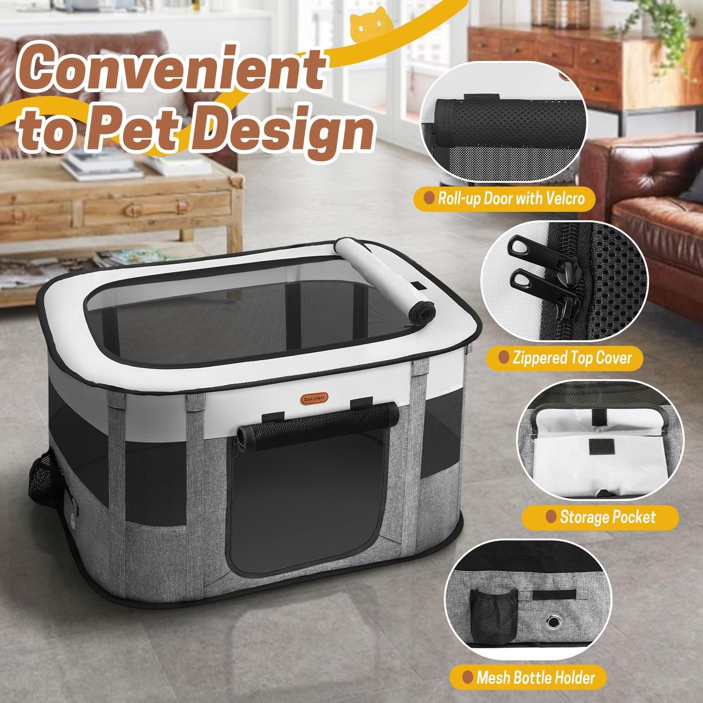 Foldable Pet Playpen - Cat & Puppy Playpen, Travel Dog Crate with Carrying Case, Cat Tent Dog Pen for Outdoor Camping Use