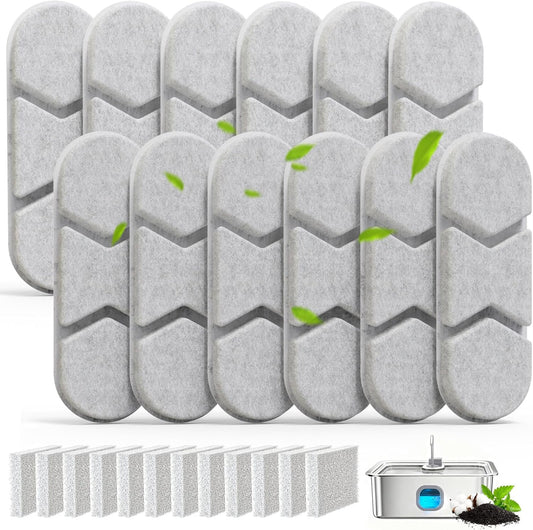 12 Packs Large Dogs Water Fountain Filters Specifically For The Models DYSJ01/FW120/WF160 With Capacities Of 4.2Gal/16L And 410oz/3.2Gal/12L Design And Production (12 Filters&12 Sponges)