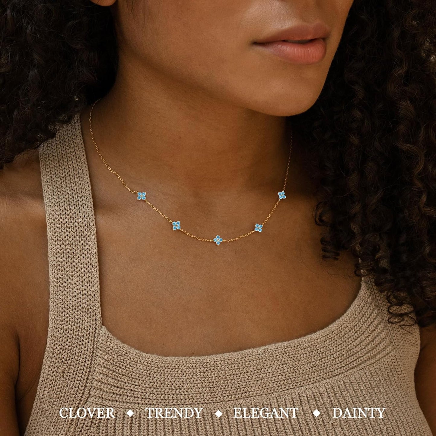 Birthstone Gold Necklace for Women Dainty Non Tarnish 14K Gold Plated Diamond Choker Necklaces Clover Emerald Green Cubic Zirconia Necklace Birthday Valentine's Day Gifts Womens Prom Gold Jewelry
