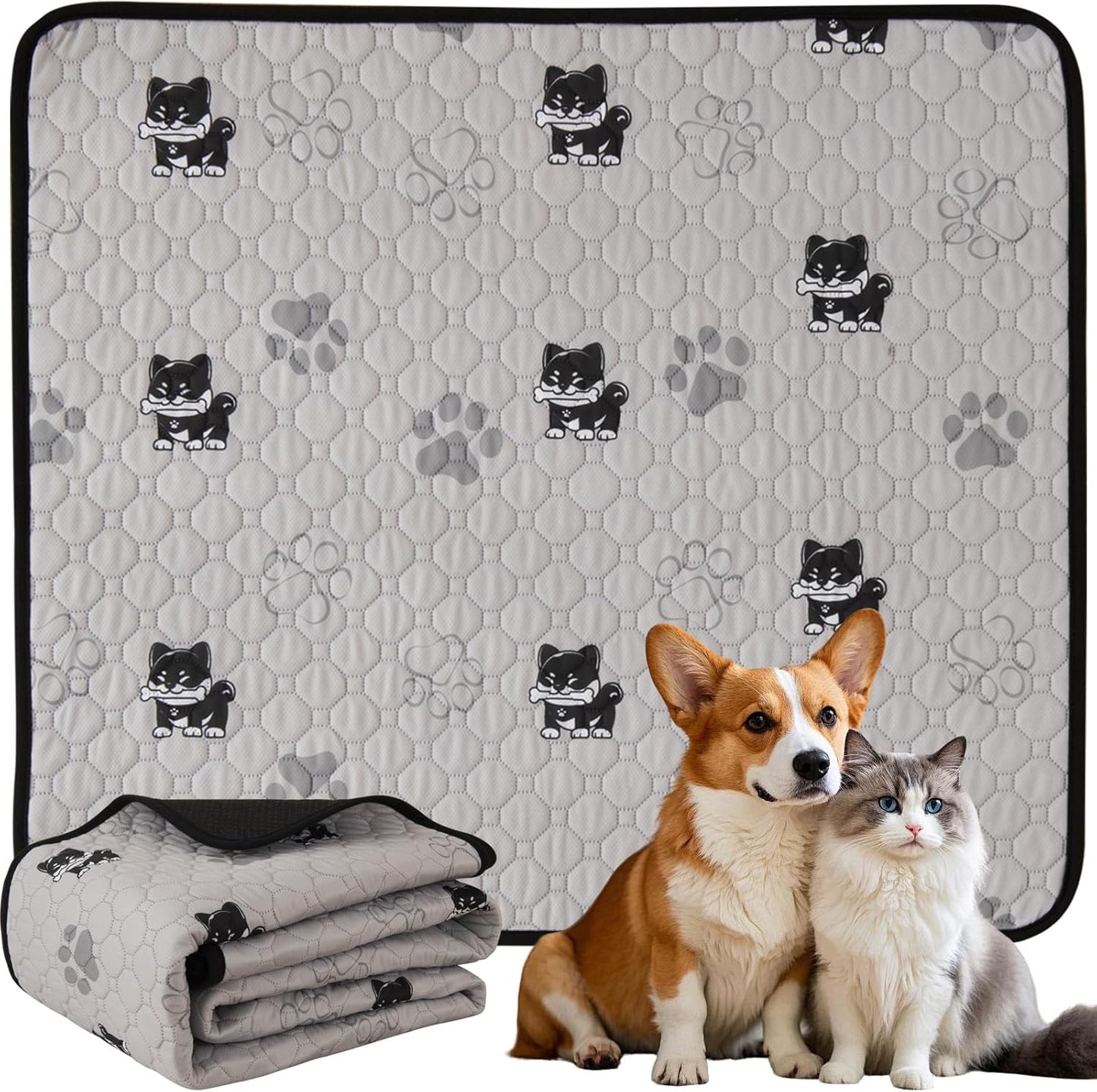 ele ELEOPTION Waterproof Dog Bed Blanket Cover Washable Printed Extra Large Pee Pads for Dogs Reusable Absorbent Puppy Pet Pee Pads for Sofa, Bed, Couch,Crate 72x 72inch