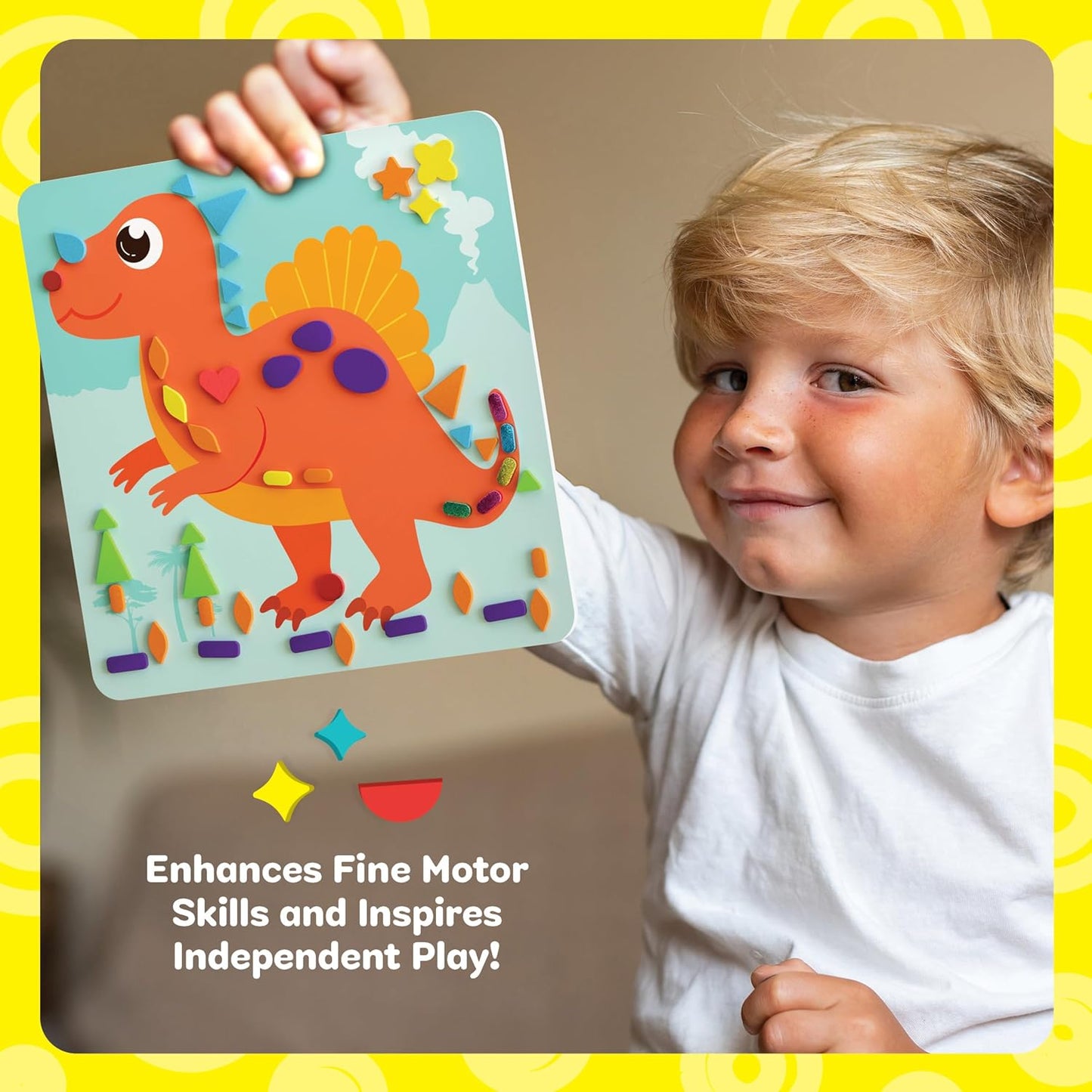 Dan&Darci Foam Sticker Art Craft for Kids - Easter Basket Stuffer - Toddler Arts & Crafts for Ages 3-5 - Boys 4-6 Birthday Gift - DIY Kid Activities Ages 3 4 5 6 Years - 4 Year Old Boy Gifts