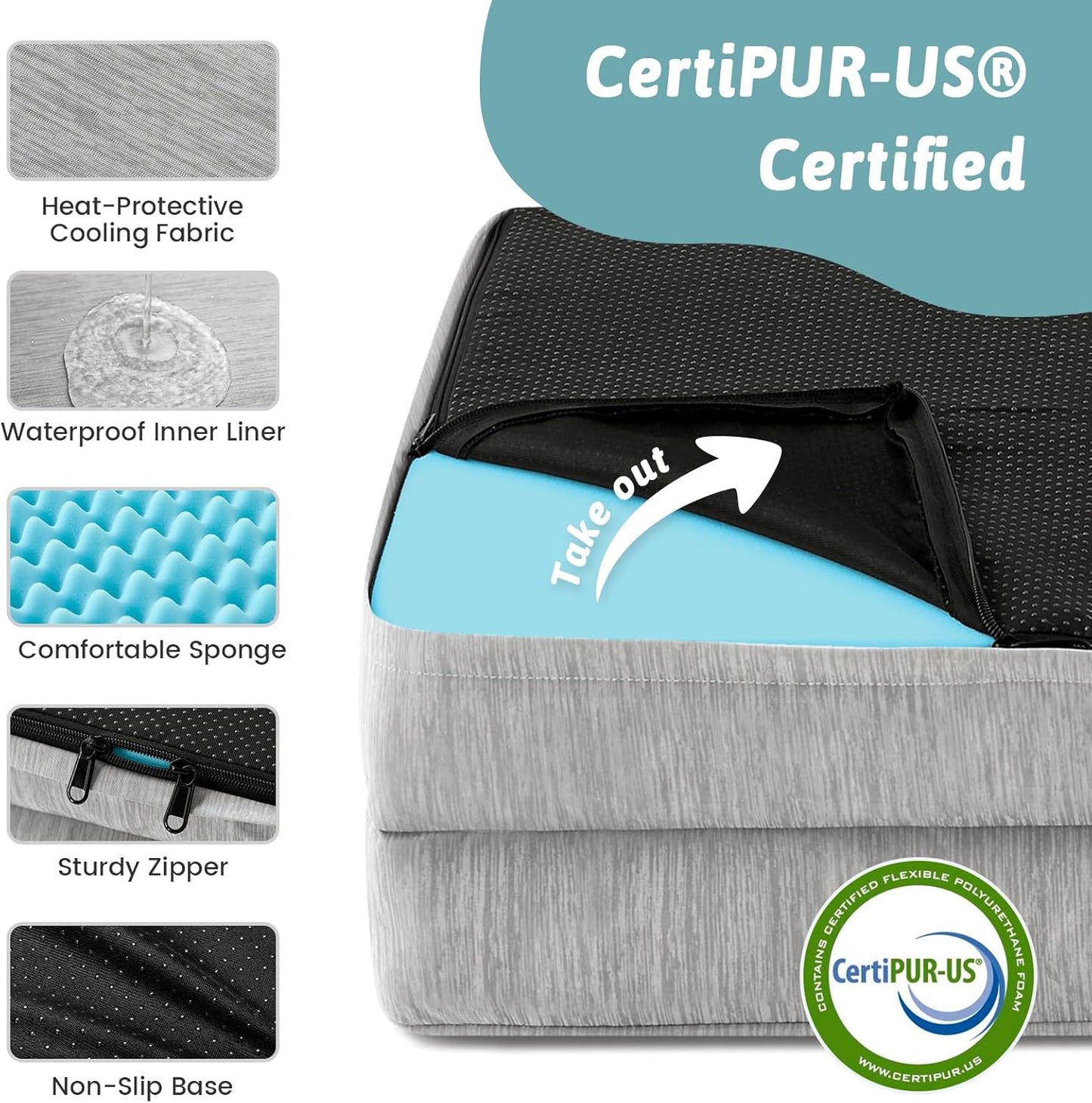 Cooling Dog Bed for Extra Large Dogs 44x32 inch, Q-Max >0.4 Summer Cool Orthopedic Foam Pet Sofa Bed with Sides, XL Size Bolster Anti-Slip Couch with Washable Removable Cover, Grey