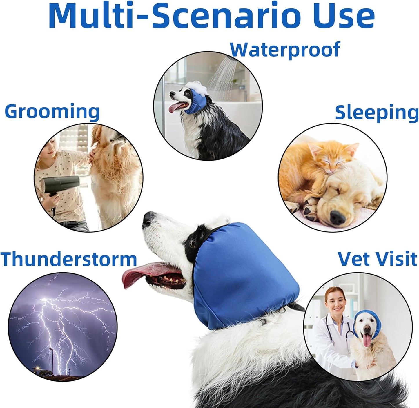 Pet Ear Protection Muffs for Dogs and Cats, Noise Reducing & Water Resistant Dog Ear Covers for Bathing and Calming (M)