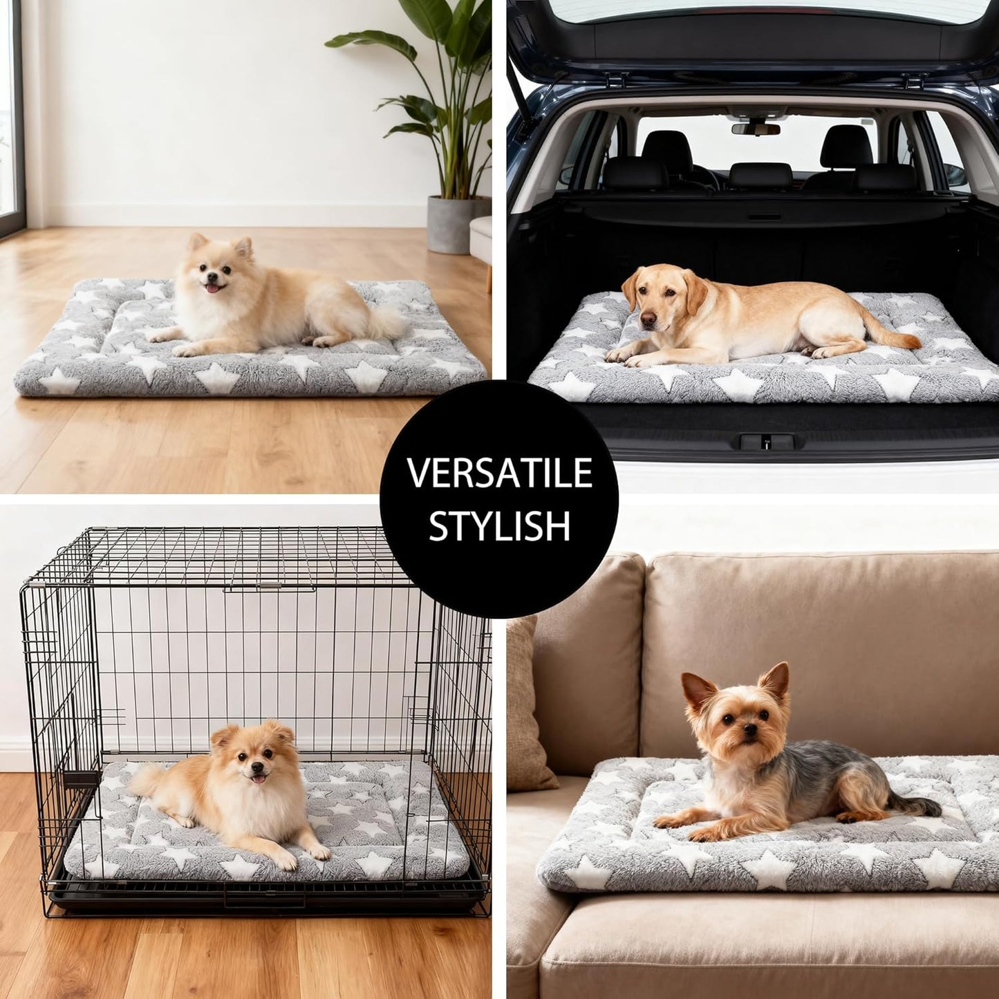 Dog Bed Mat, Reversible Crate Pads for Small/Medium/Large Dogs & Cats Sleeping, Portable & Soft, Dog Beds Crate Pad - Machine Washable Mat Bed Kennel Mat Cat Bed