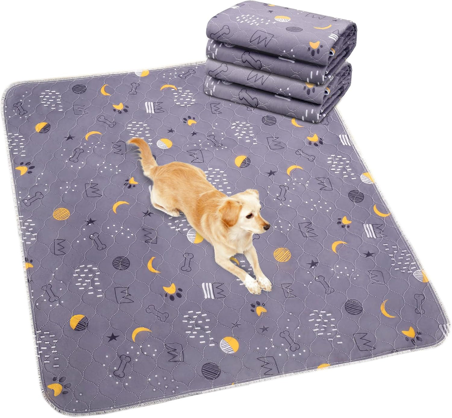 UPSKY Washable Pee Pads for Dogs 2 Pack 34" x 36" Reusable Puppy Pads Waterproof Pet Training Pads, Non-Slip Dog Mats Fast Absorbent Whelping Pads for Playpen, Potty, Crate, Bed