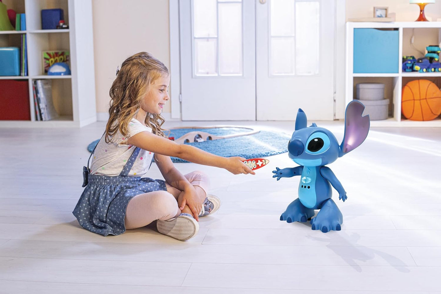LEXiBOOK, Disney Stitch, English Remote Controlled Interactive Robot, Gesture and Remote Control, Touch Sensitive, Programmable, Two Speed, Blue, STITCHEN