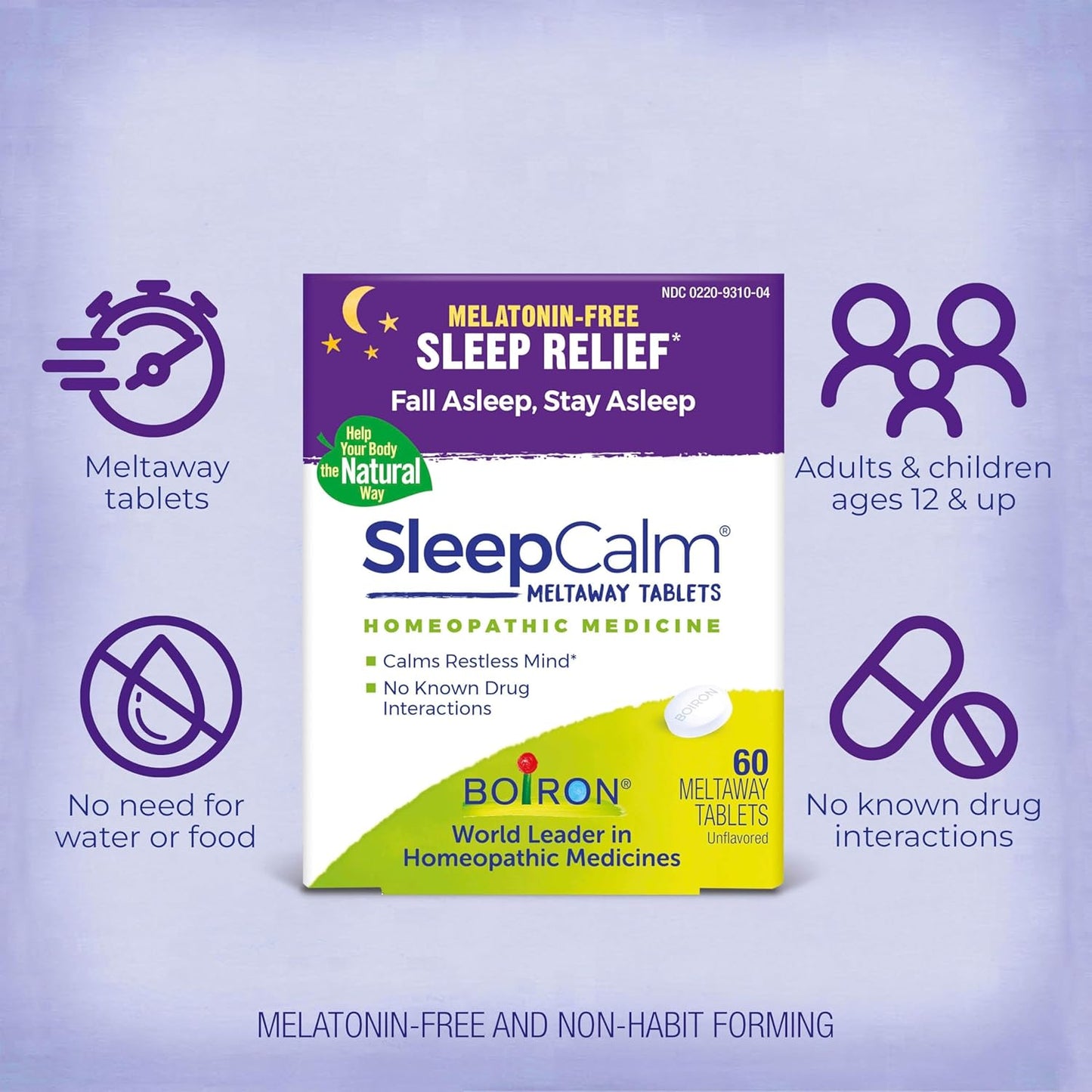 Boiron SleepCalm Sleep Aid for Deep, Relaxing, Restful Nighttime Sleep - Melatonin-Free and Non Habit-Forming - 60 Count