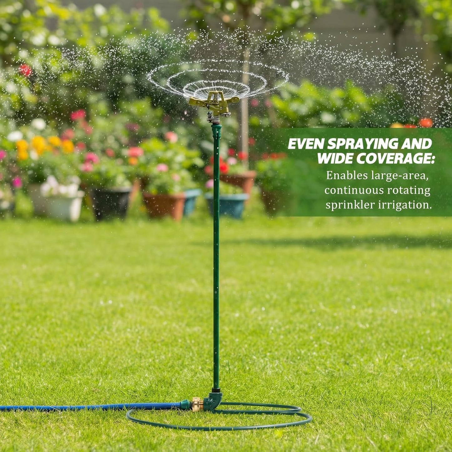2 Pcs Ring Impact Sprinkler Base for Lawn Care 3/4" Head Heavy Duty Metal Lawn Circle Ring Sprinklers for Trees Shrubs Root Even Watering Outdoor Garden Yard Patio Irrigation System