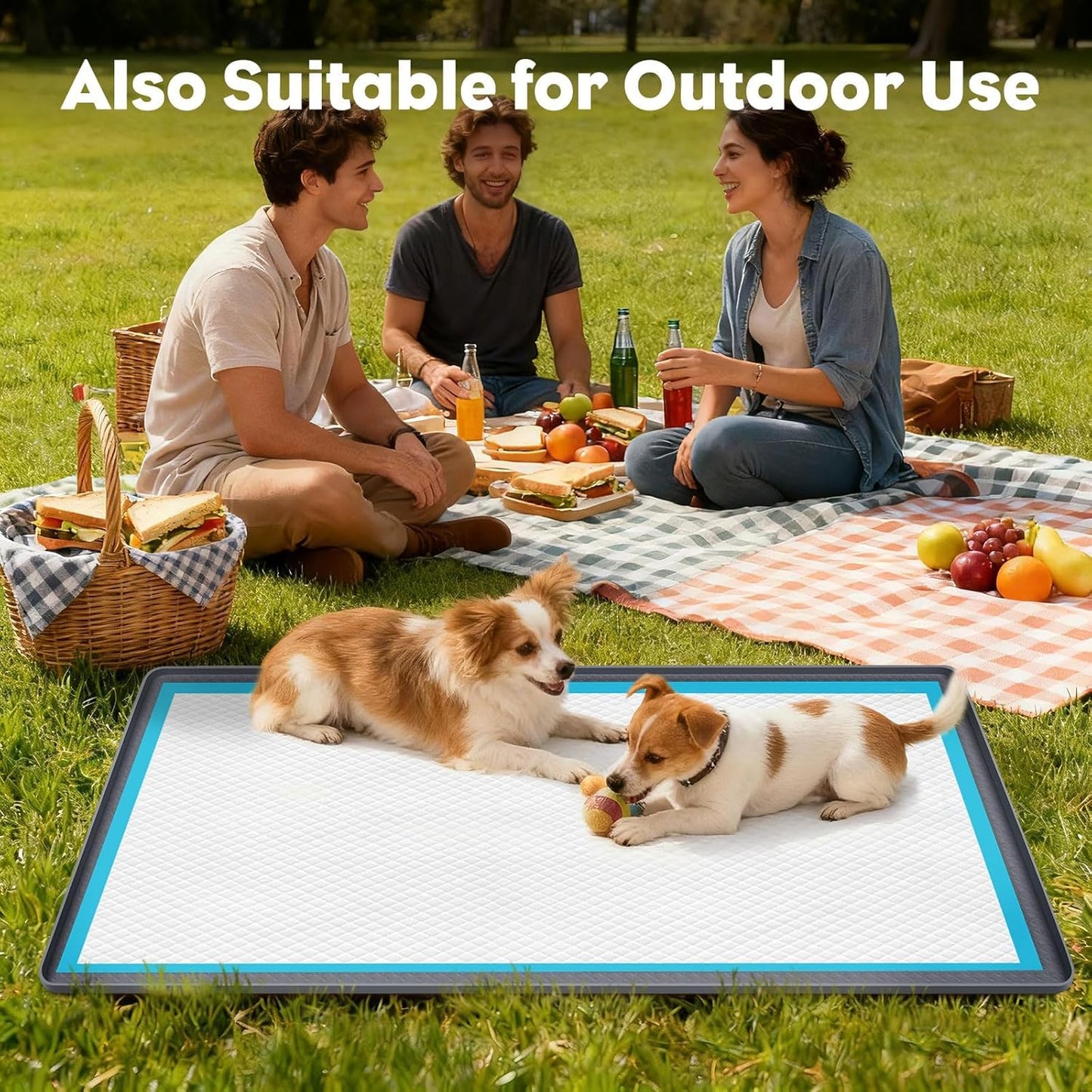 51" x26" Pee Pad Holder for Dogs Lanstics Silicone Dogs Puppy Pad Holder Puppy Pad Holder for Dog Training Leak-Proof Raised Edge Dog Potty Tray (Grey)