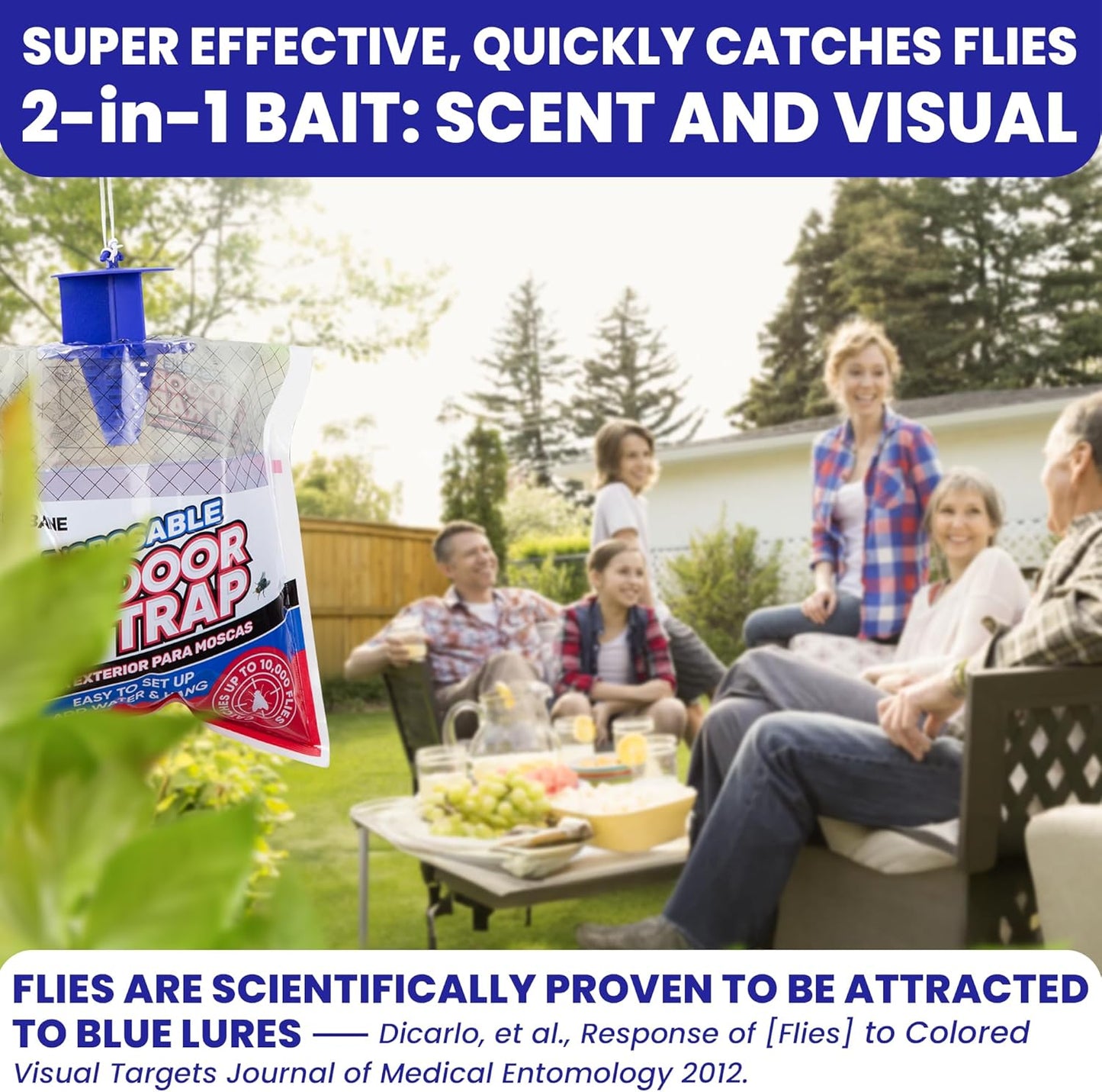 Fly Traps Outdoor Fly Trap for Patio. 9 Non-Toxic Pre-Baited Flies Bags Outdoor Disposable. Hanging Bug Catchers for All Filth Flies Killer for Outside Bug Control in Yard Horse Ranch Trash Can
