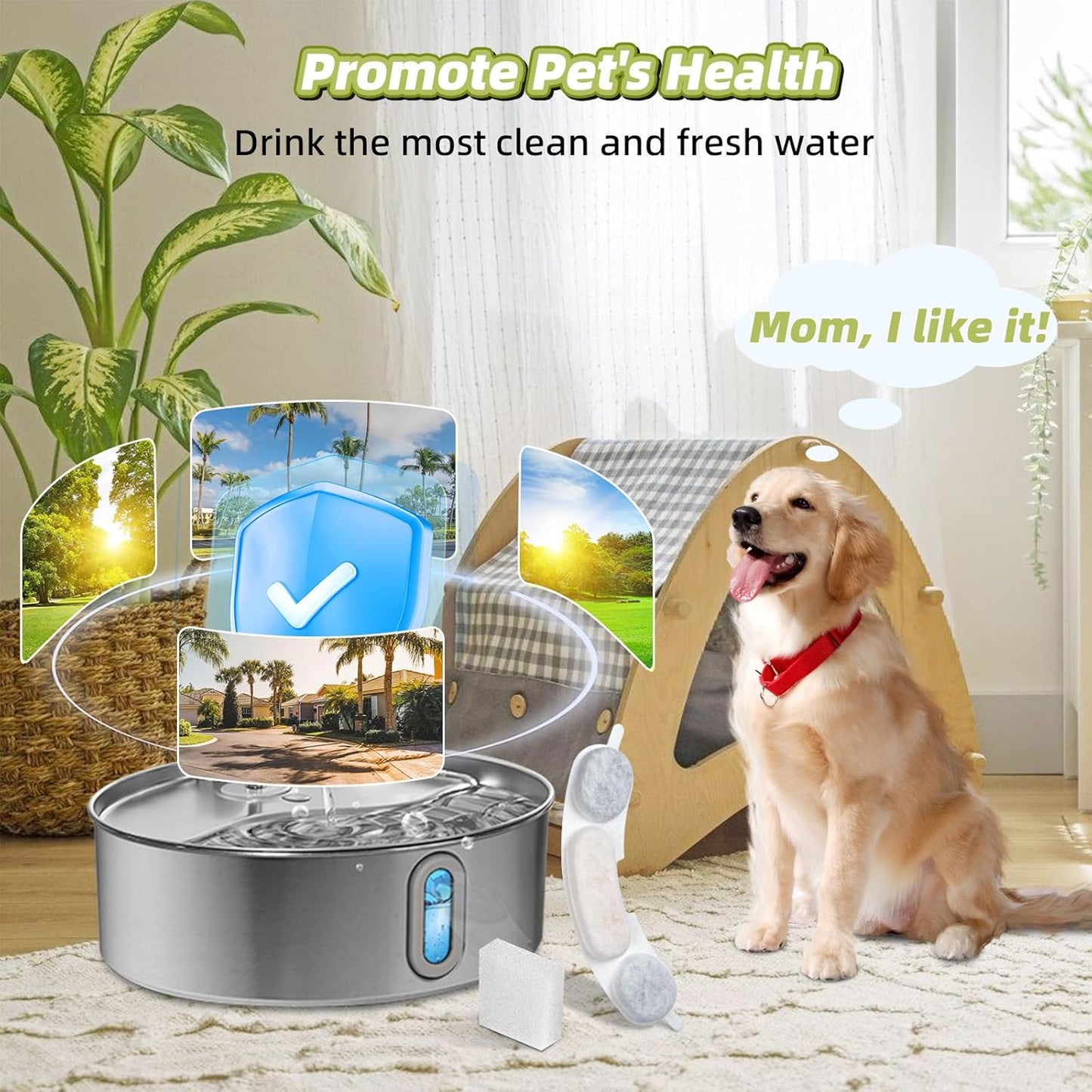 16 Sets Filter Replacement Compatible with smartoo 7L/236oz/1.8G Dog Water Fountain, Dog Water Bowl Filter for Stainless Steel Pet Fountain