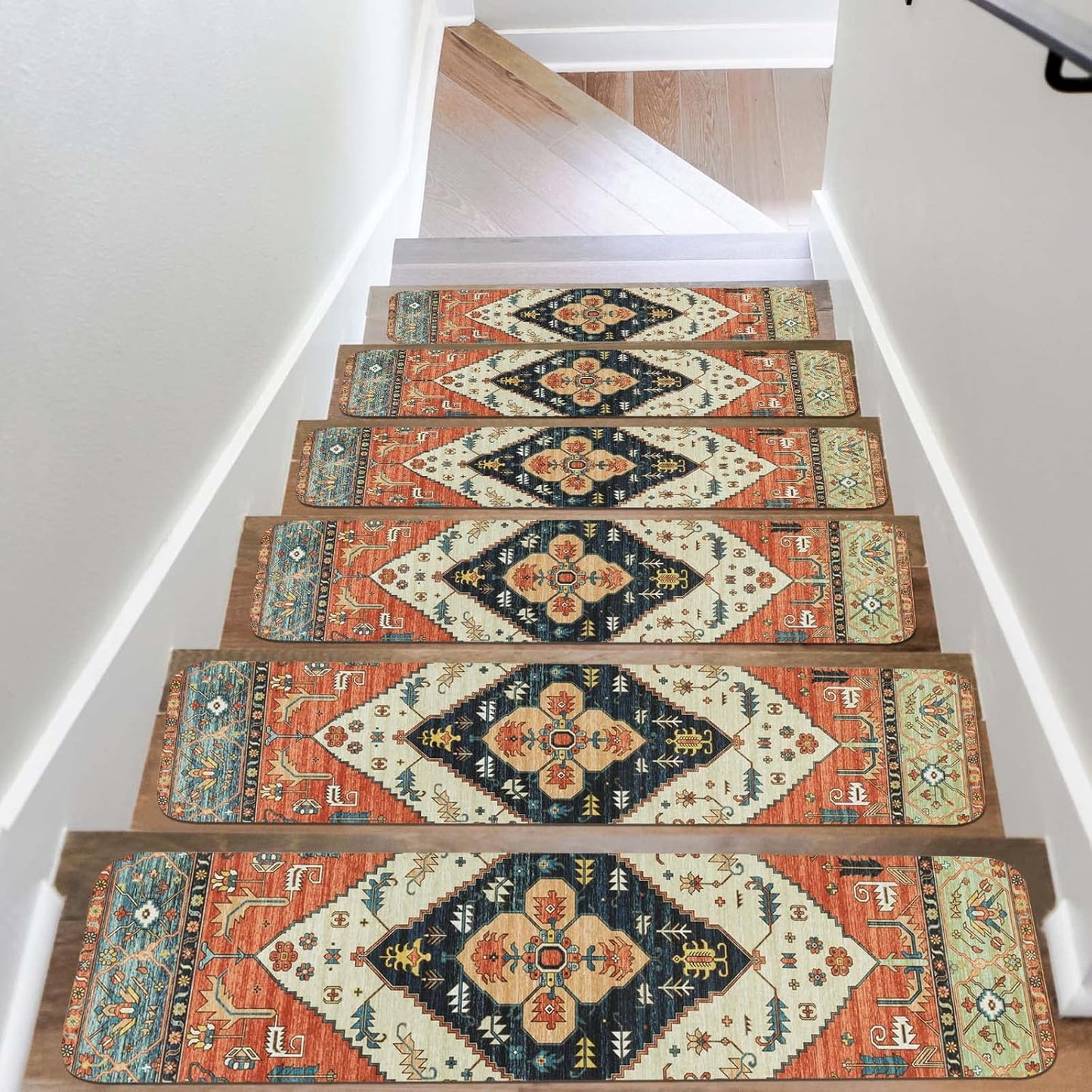 OJIA Extra Non-Slip Carpet Stair Treads for Wooden Steps Set of 4, 30"X8" Rubber Indoor Stair Runner Slip Resistant Stair Rugs Safety Mats for Dogs, Kids & Elders, Stairway Grip Step Treads