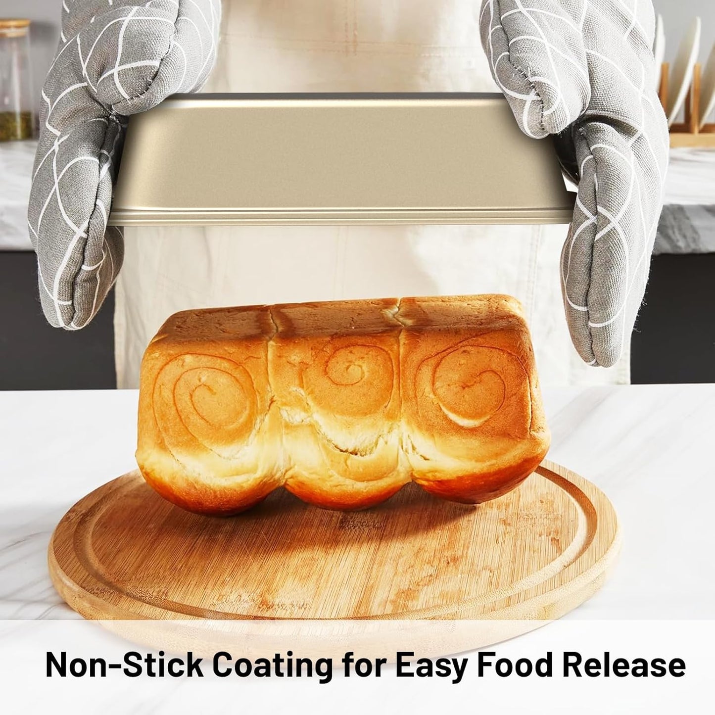 Baking Pans Set, 5-Piece Nonstick Bakeware Sets with Round/Square Cake Pan, Muffin Loaf Roast Pan, Baking Sheets for Oven, Kitchen Cookware Sets Baking Tray Baking Supplies, Gold
