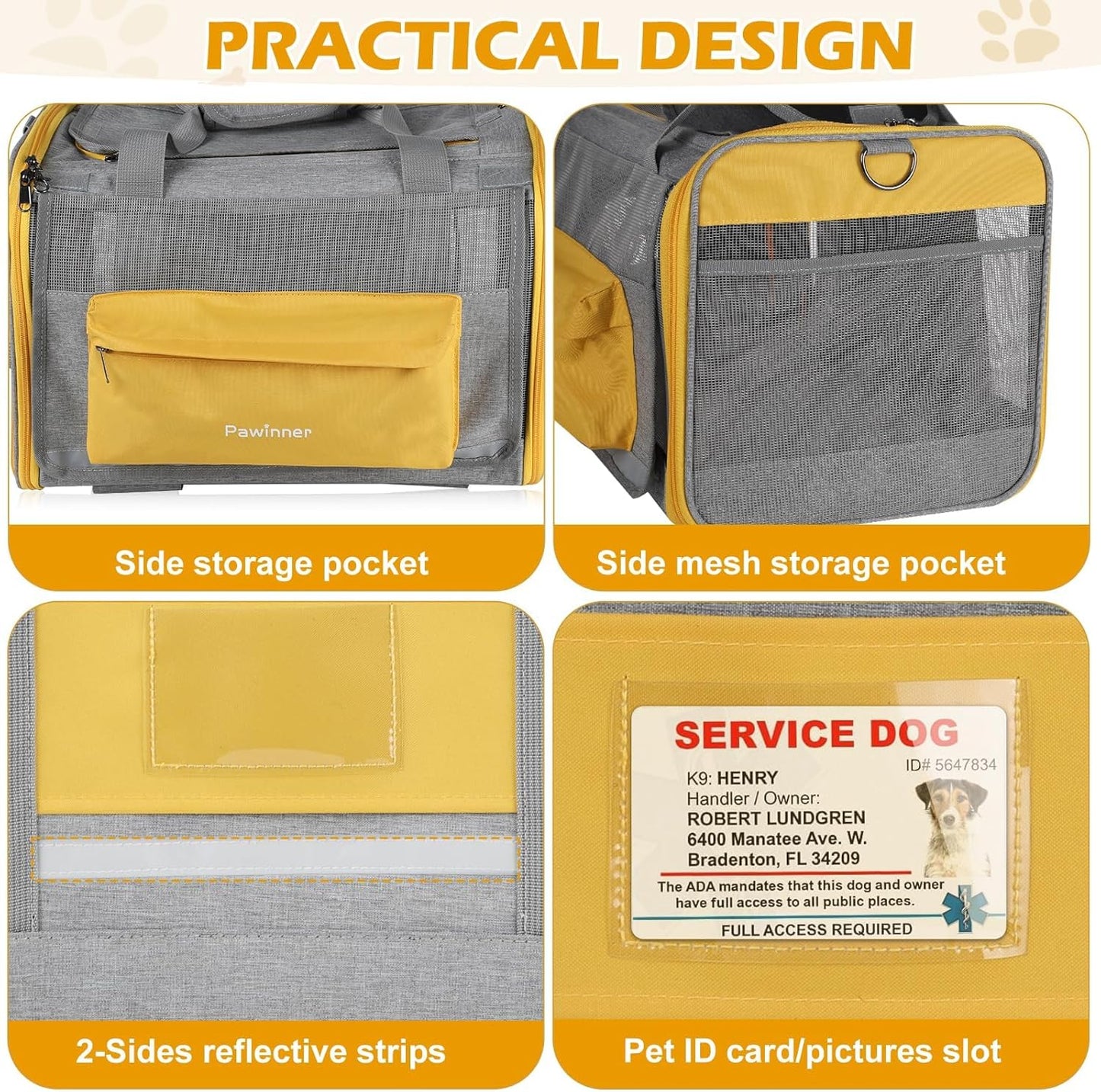 Pawinner Pet Carrier with Wheels, 17.7" x 13" x 13" Airline Approved Cat Carrier for Pets up to 20lbs, Newly Designed Rolling Travel Bag with Telescopic Handle, for Small Dogs and All-Breed Cats